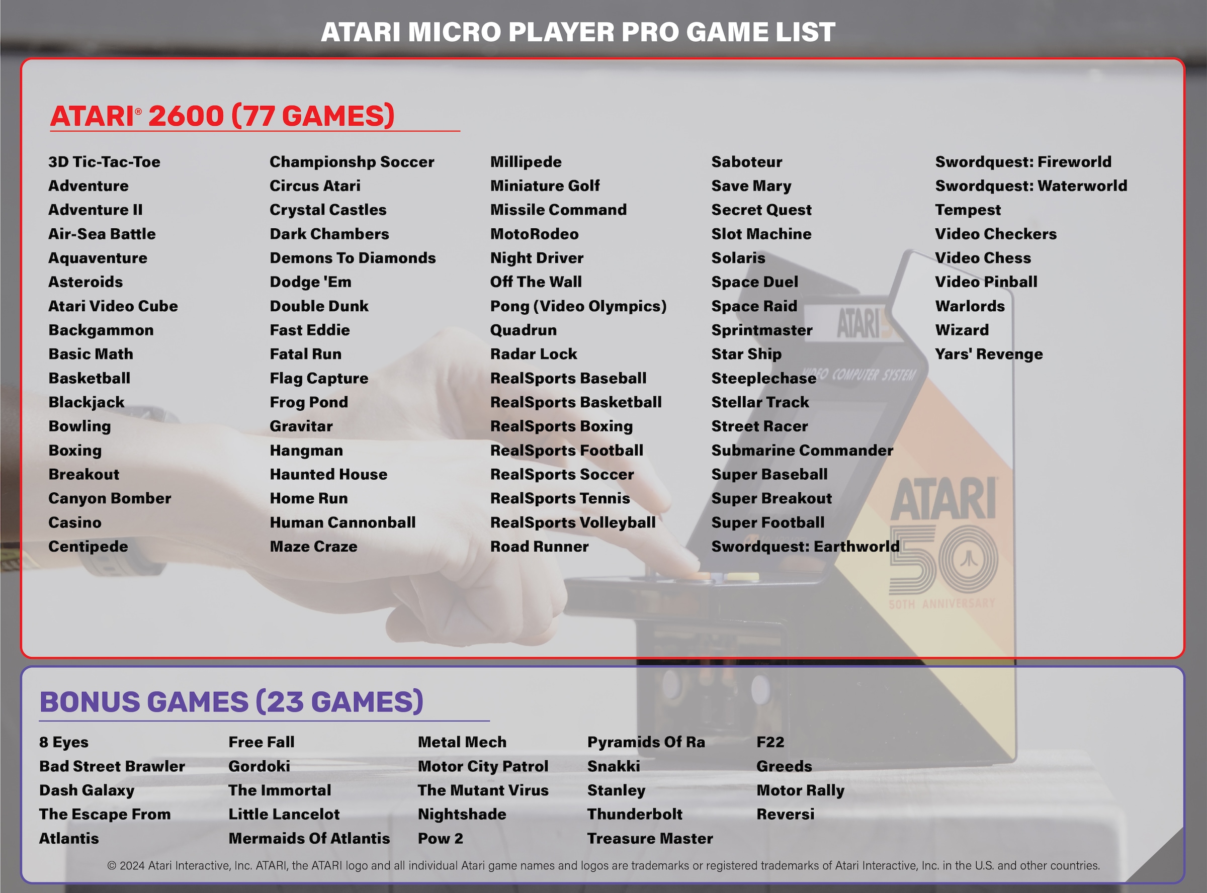 MYARCADE Console rétro »ATARI Micro Player Pro«