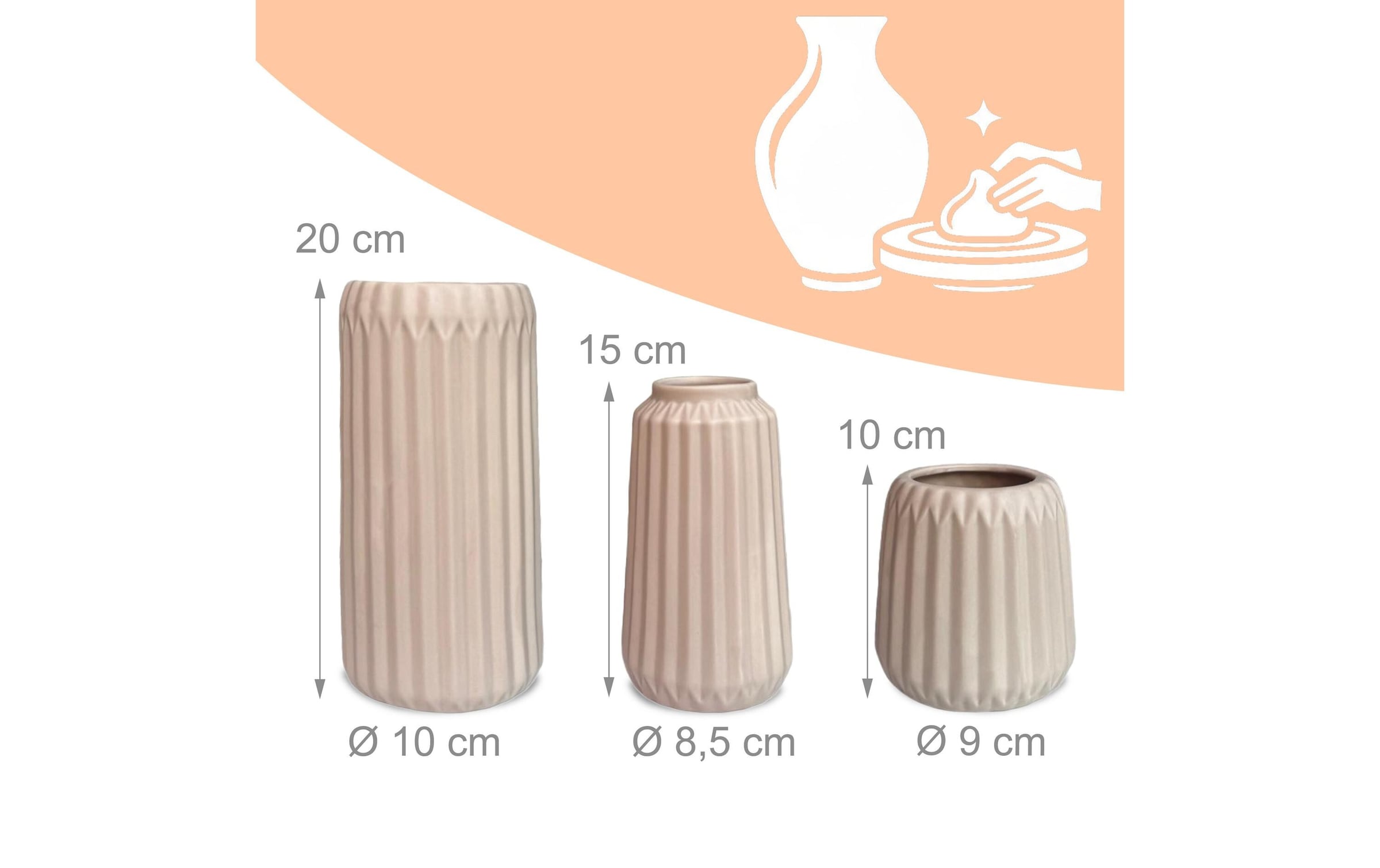 relaxdays Vase décoratif »3-teilig«