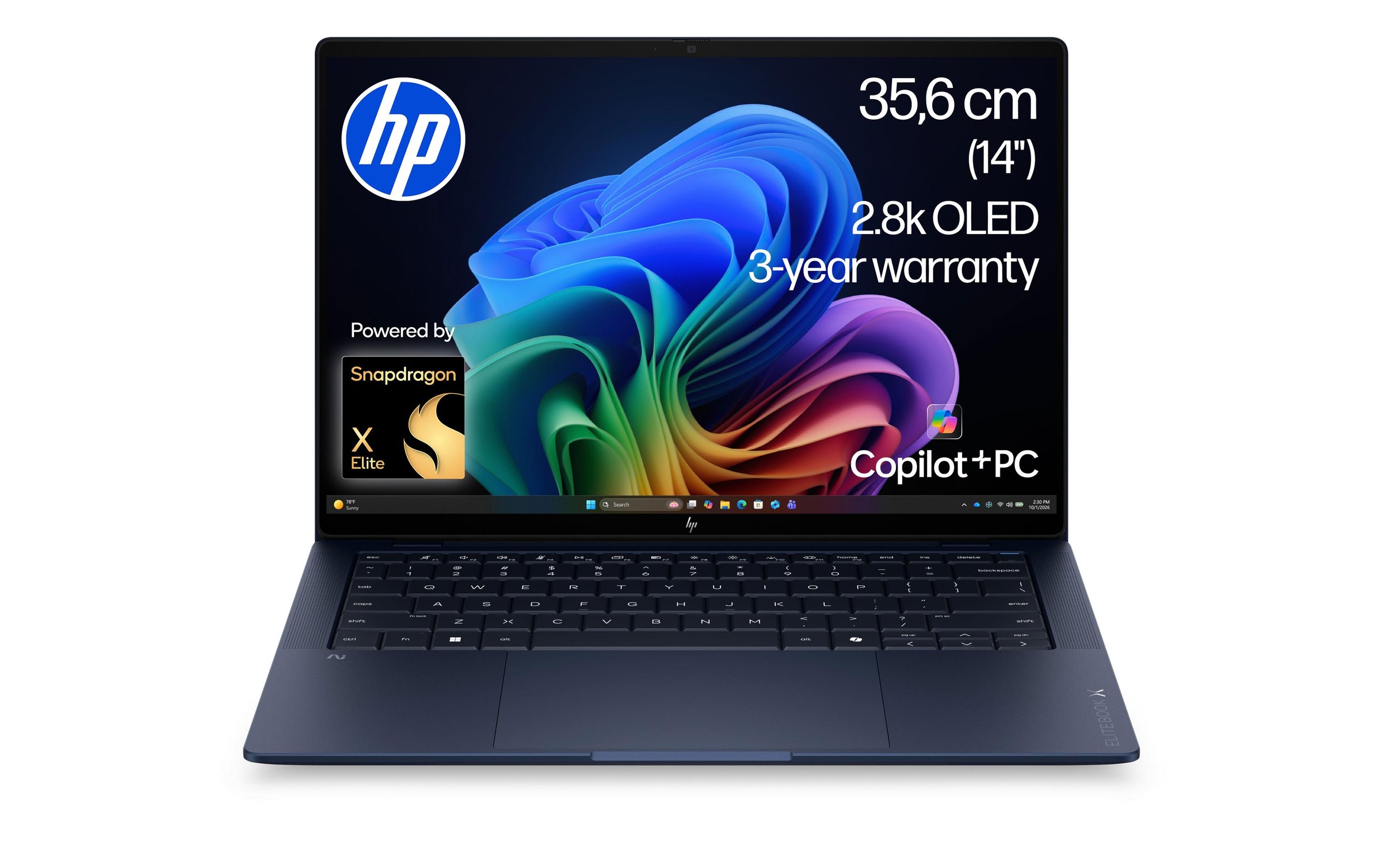 HP Ordinateur portable professionnel »EliteBook X G2q« / 14 ″ Qualcomm Snapdragon X Elite NPU intégrée (Neural Processing Unit)