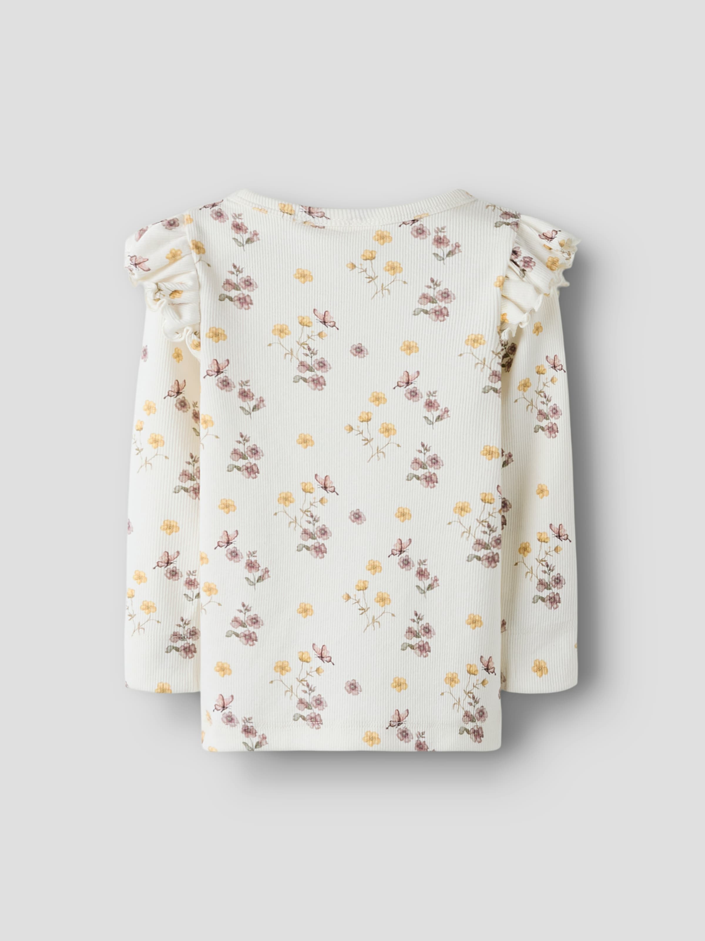 Lil' Atelier Langarmshirt »NMFGAVO EKO LS SLIM TOP LIL NOOS« mit Rüschen, weiche Jersey Rippqualität, Slim Fit