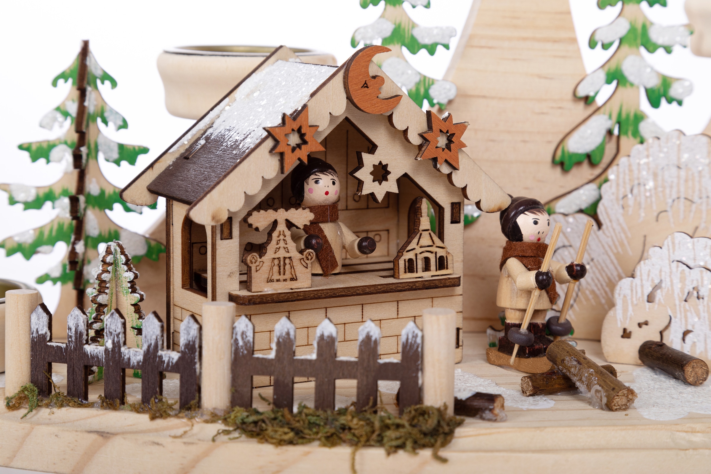 Myflair Möbel & Accessoires Teelichthalter »Weihnachtsdeko« Winterlandschaft aus Holz