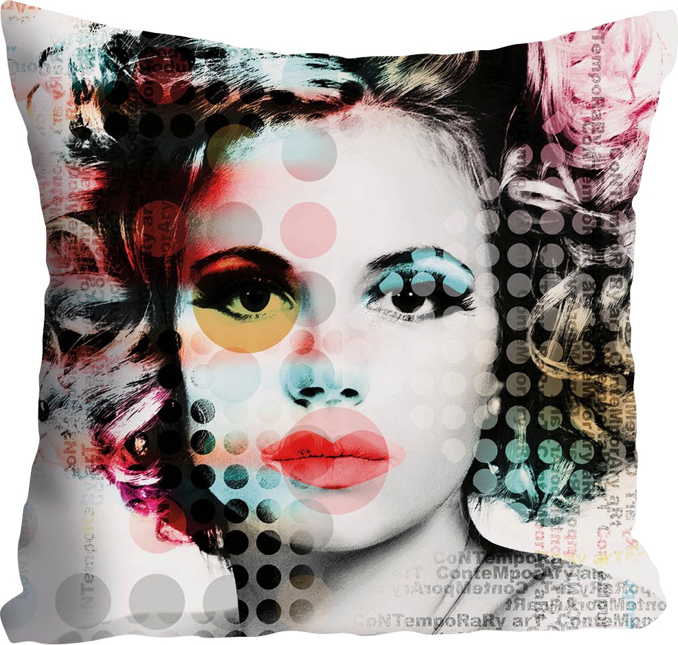 queence Dekokissen »Emilia« Kissenhülle,Retro-Porträt,Frau,Vintage,Elegant,Nostalgisch,Klassisch