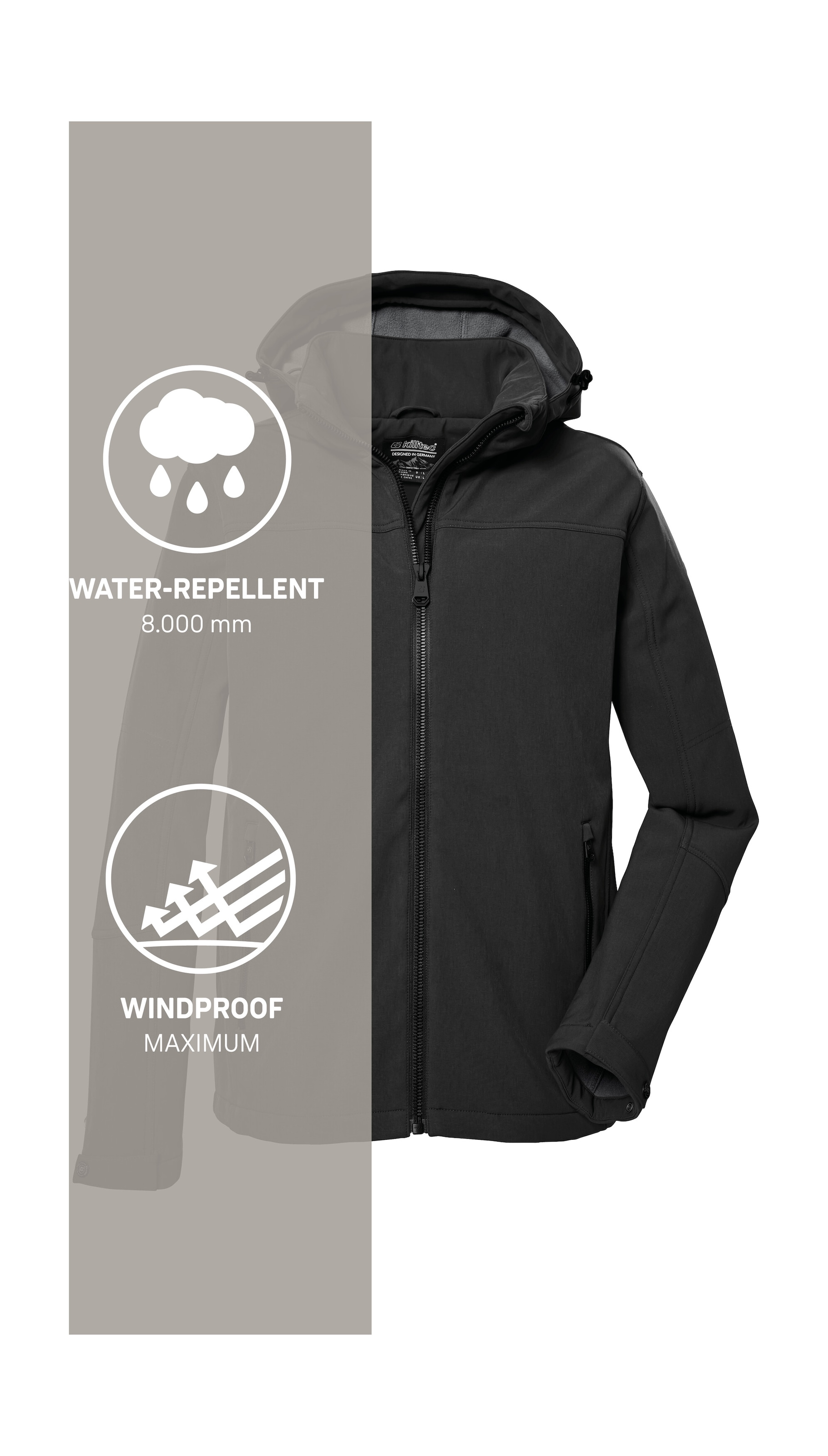 Killtec Veste softshell »Herren Softshelljacke« Wasserabweisende Softshelljacke mit Fleece, abnehmbarer Kapuze