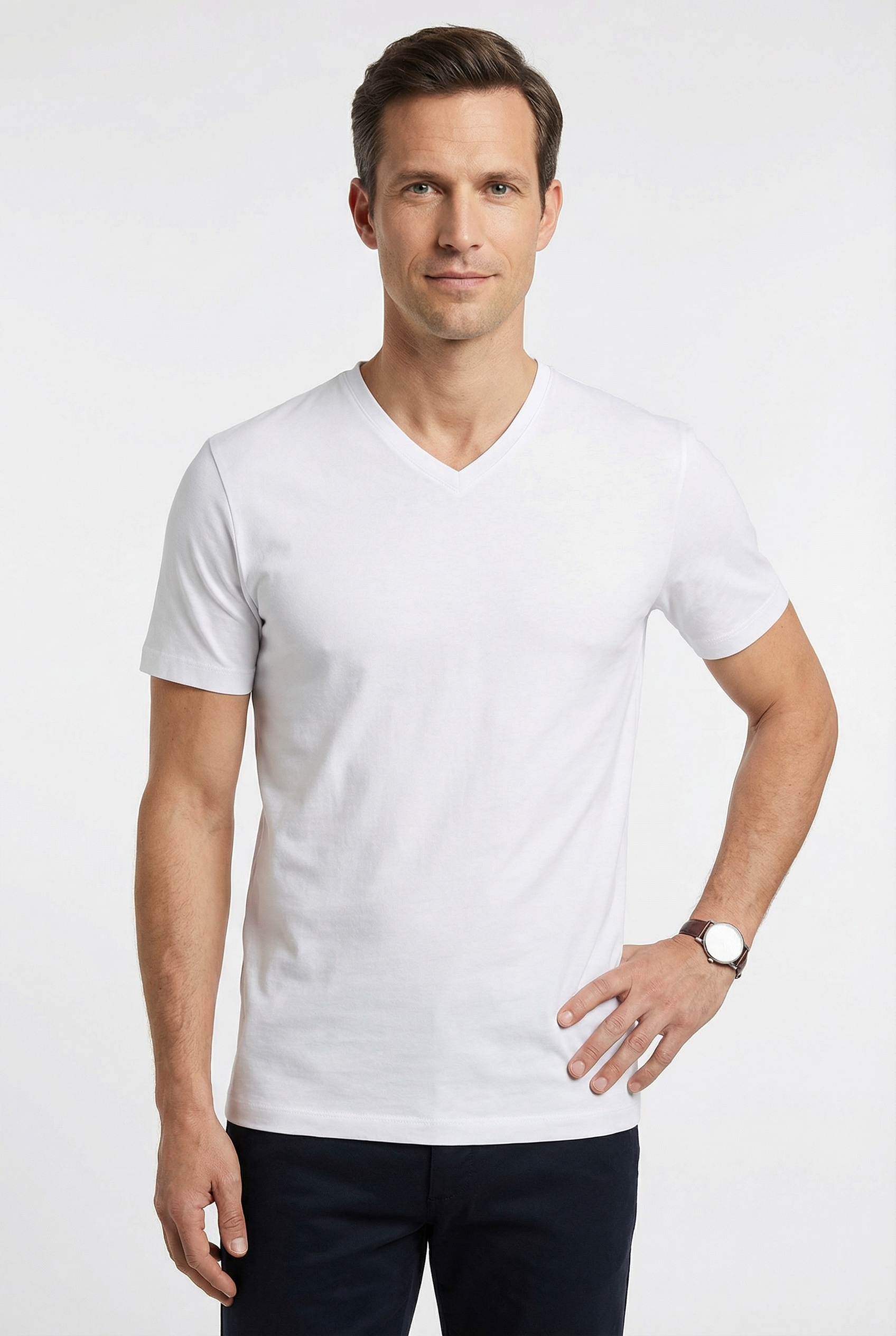 MARVELIS T-shirt en V 2 cuis V-Ausschnitt, Doppelpack, regular fit, Basic, Unterziehshirt