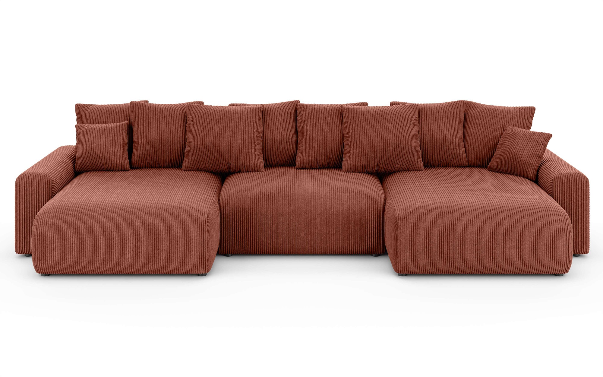 Home affaire Paysage de salon »LAKESIDE mit Bettfunktion und Bettkasten, Masse B/T/H: 332,5/142/84 cm« U‑Form mit vielen Kissen und Wellenunterfederung