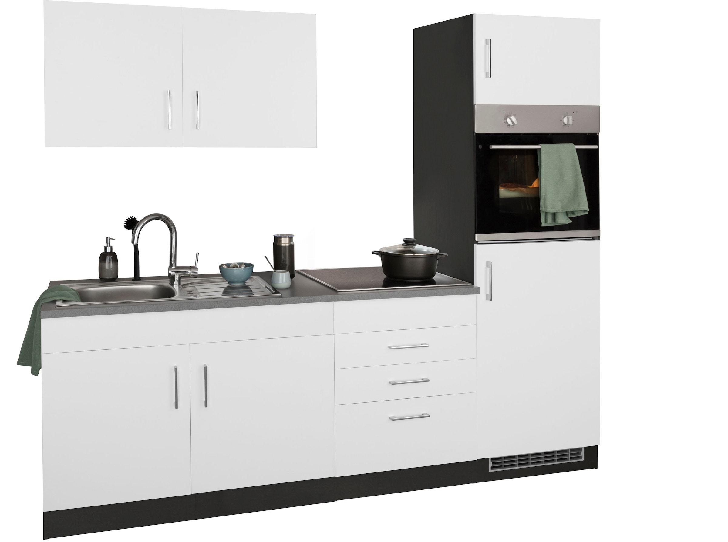 KOCHSTATION Kitchenette »KS-Paris – Küchen mit einzigartigen Fotomotiven auf den Fronten« largeur 220 cm, au choix avec appareils électriques et induction
