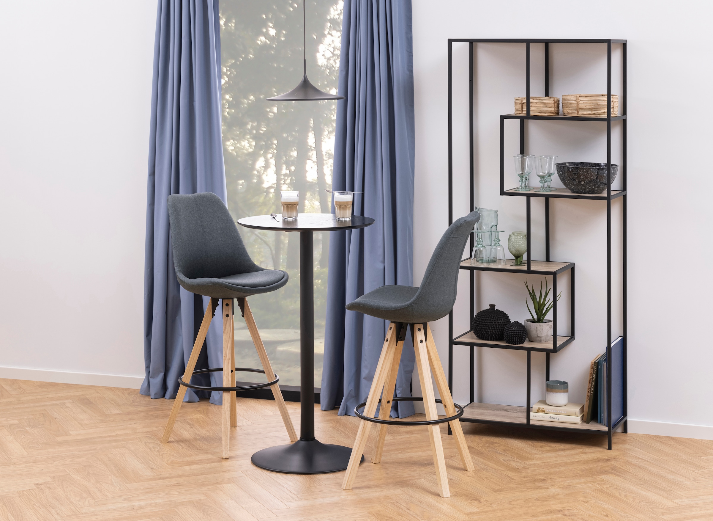ACTONA GROUP Étagère à livres structure métallique, design moderne, 5 étagères, détails asymétriques