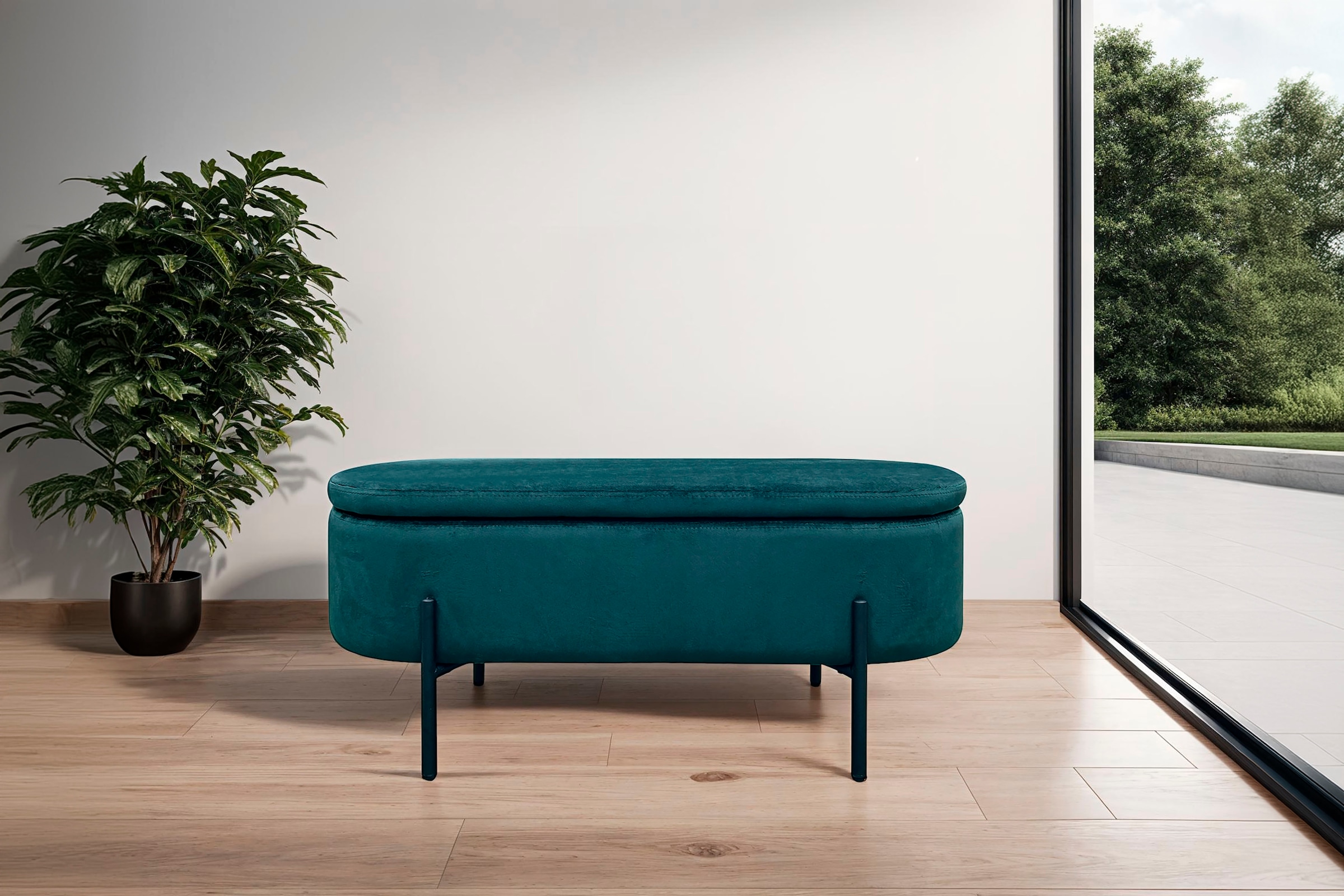 byLIVING Sitzbank »NOVA« Samt, mit Stauraum/Truhe, Innenmass Truhe 26,5 x 83cm, Höhe: 19 cm