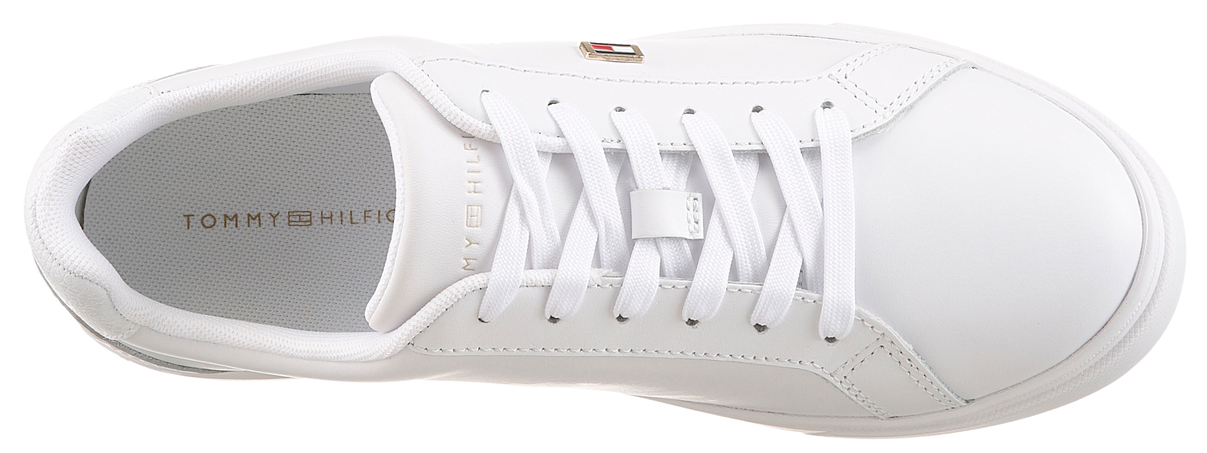 Tommy Hilfiger Sneaker »FLAG COURT SNEAKER«  , Schnürschuh, Halbschuh, Freizeitschuh mit edlem TH-Logoemblem