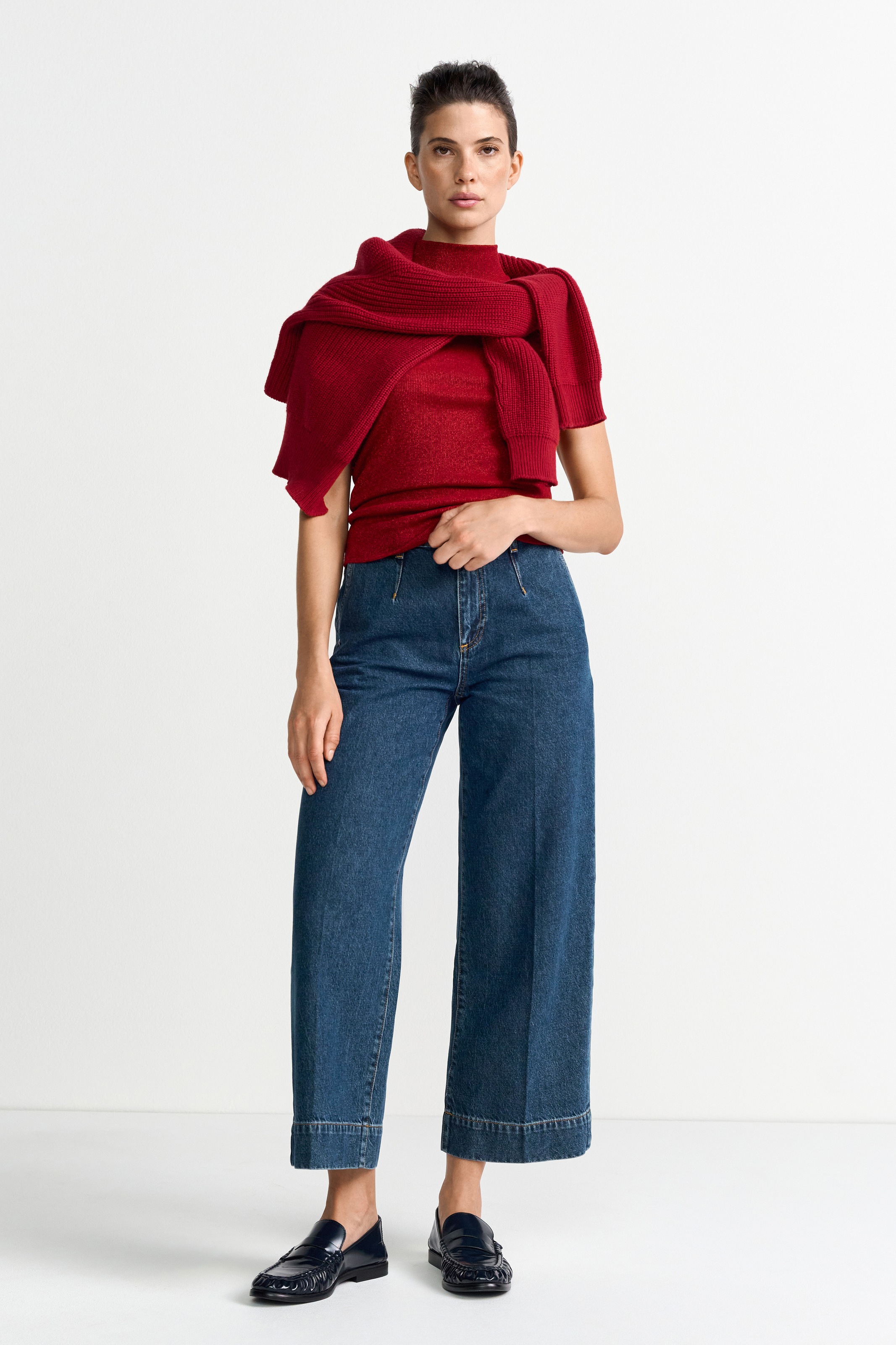 RICHROYAL Shirttop mit Glitzereffekt, figurbetont, Stehkragen