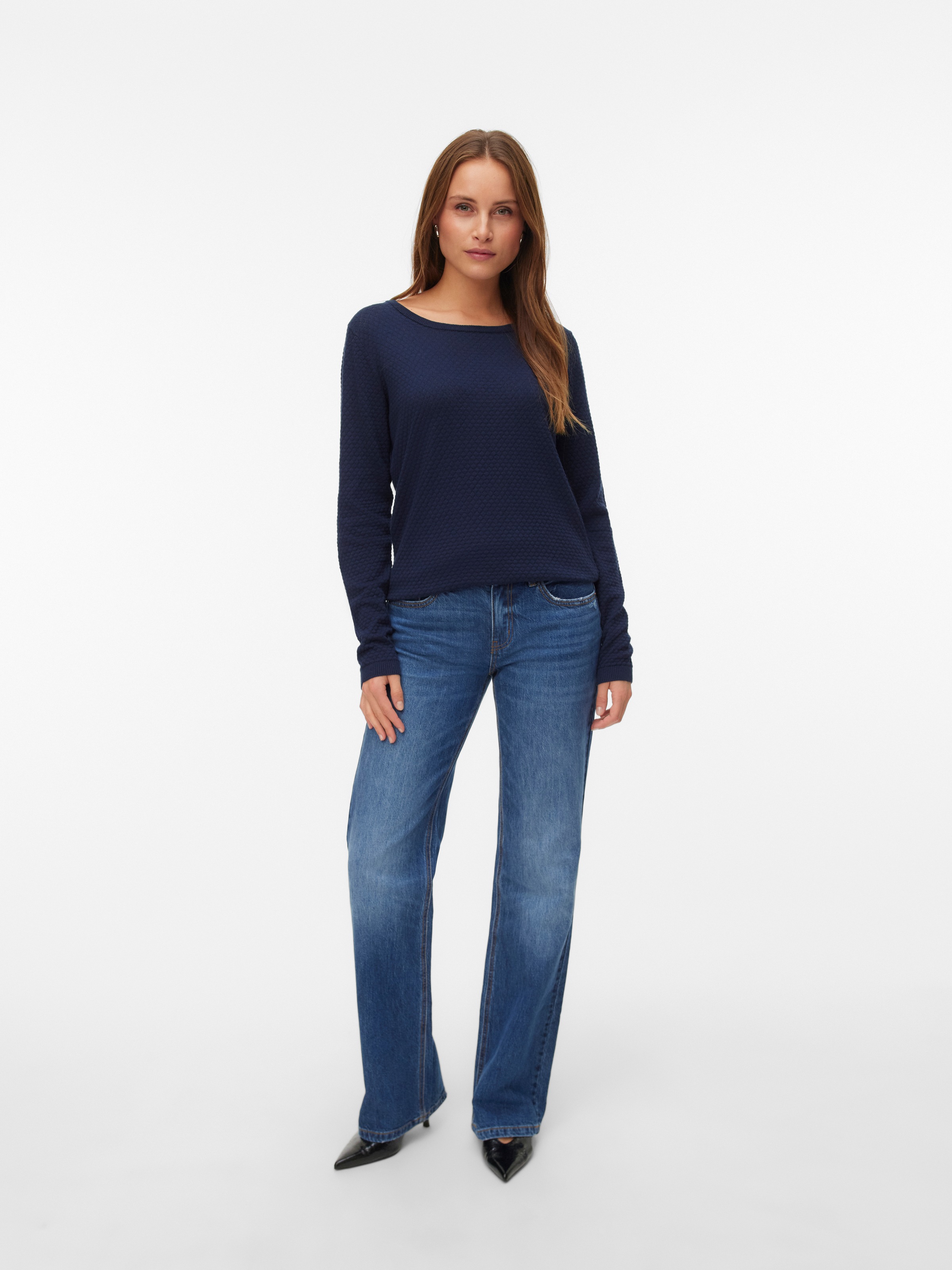 Vero Moda Rundhalspullover »VMCARE STRUCTURE LS O-NECK BLOU NOOS« mit Strukturmuster