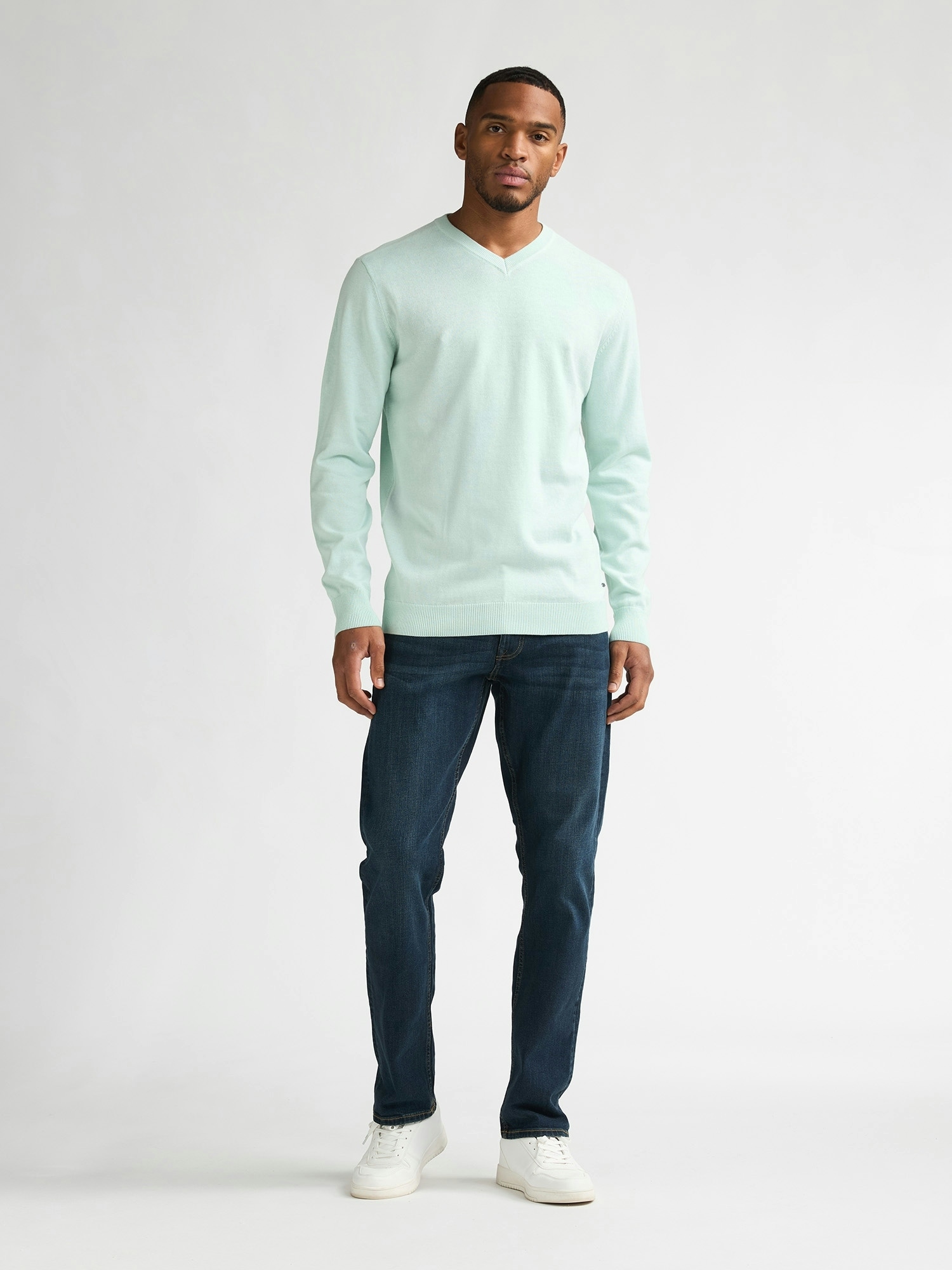 Petrol Industries Pull col V »V-Neck Basi« mélange de matériaux avec coton