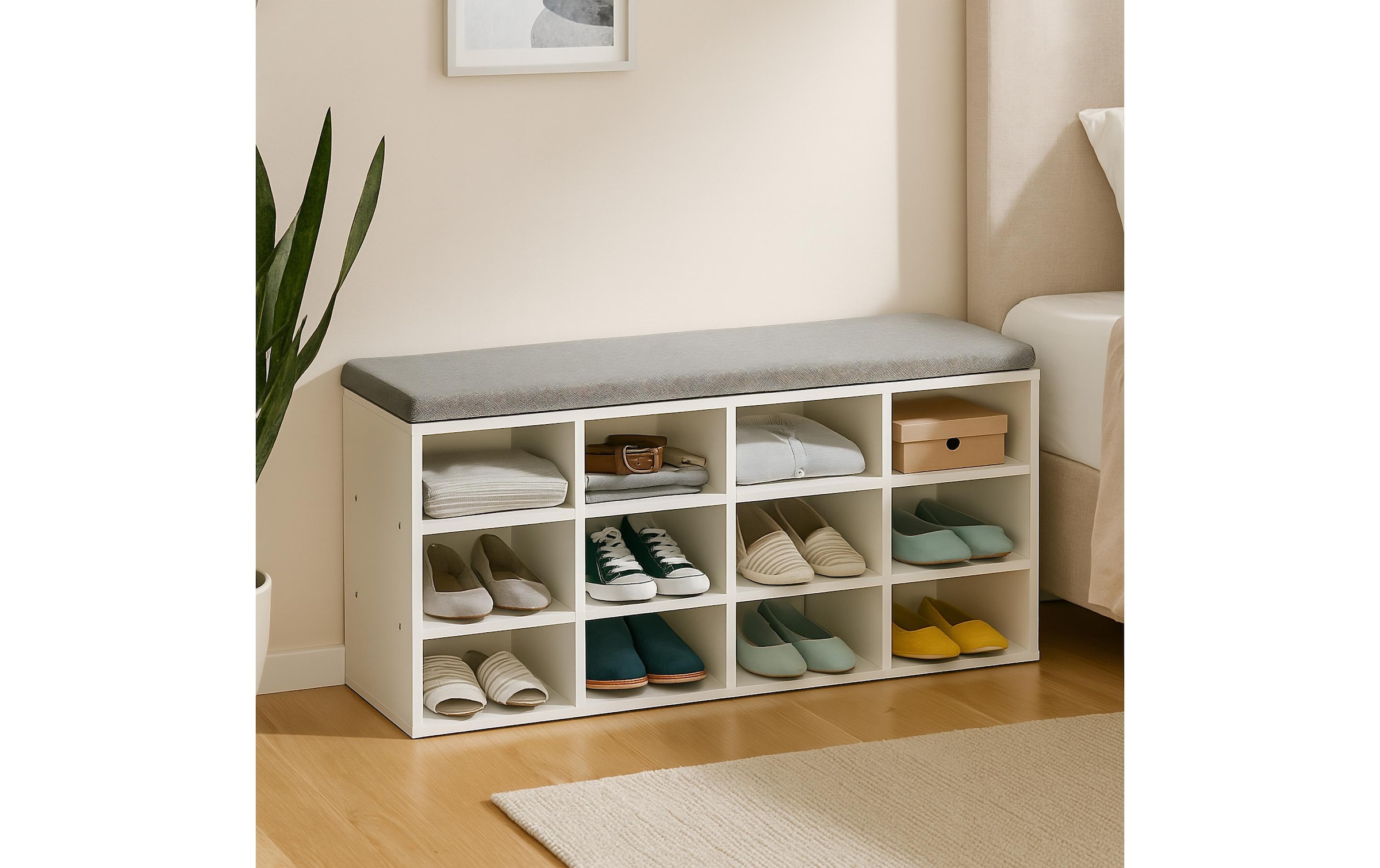 relaxdays Schuhschrank »mit Sitzfläche mit 12 Fächern«