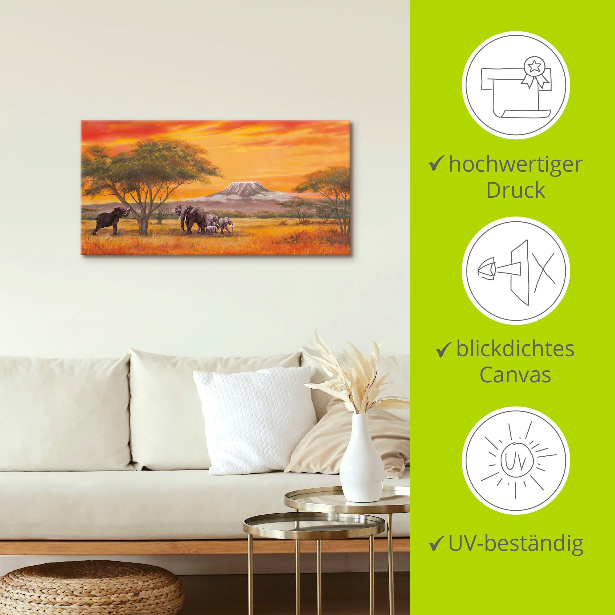 Artland Tableau sur toile »Elefanten« 1 cuis tlg. auf Holzrahmen gespannt