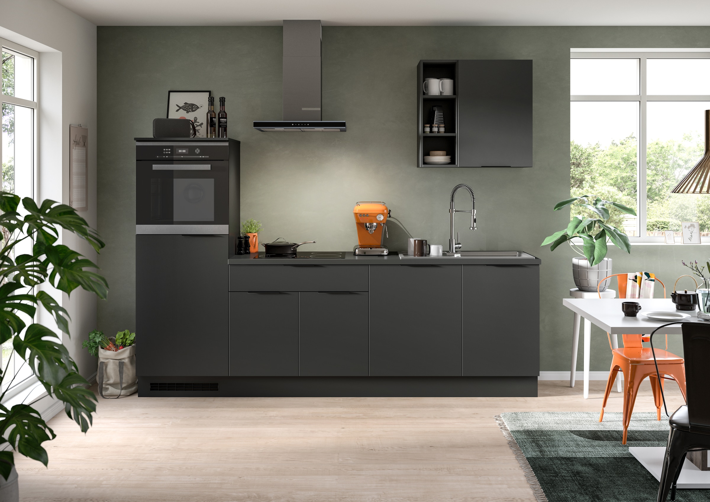 KOCHSTATION Kitchenette »KS-Lulea« Largeur 260 cm, sans appareils électriques, avec plan de travail épais de 3 cm