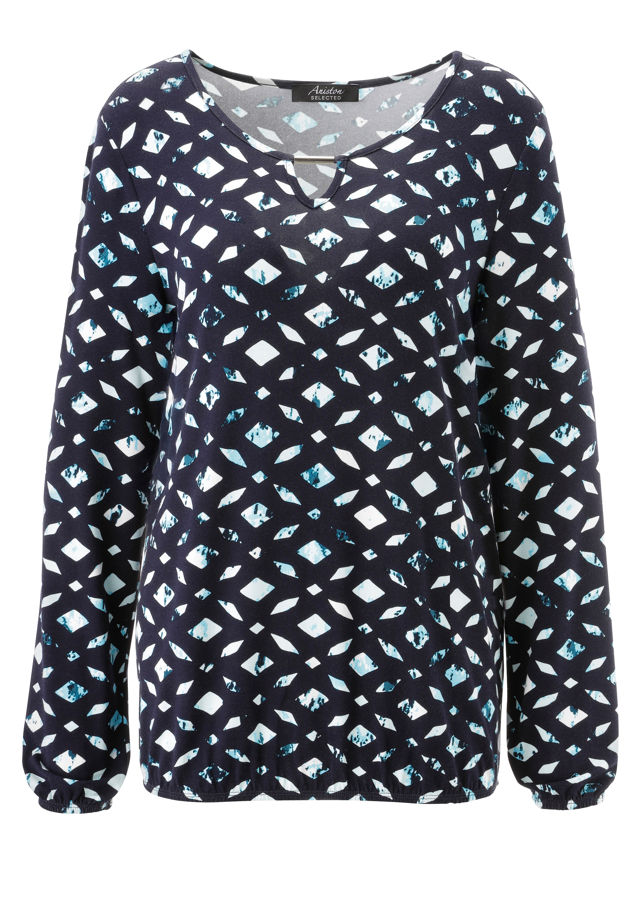 Aniston SELECTED T-shirt à manches longues mit Cut-out und dekorative Mosaik-Musterung - NEUE KOLLEKTION