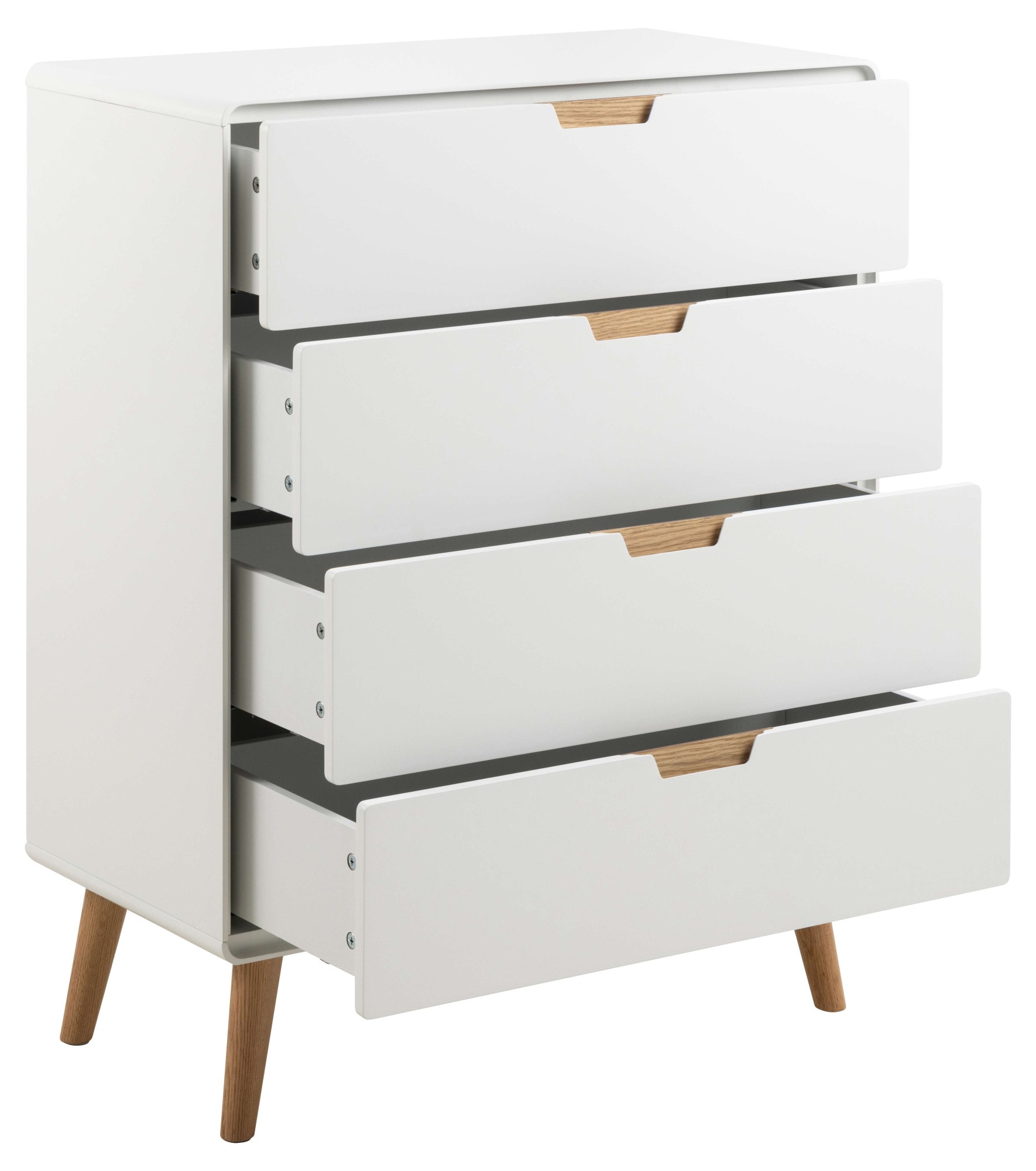 ACTONA GROUP Highboard »Lowell« 4 Schubladen mit Dämpfung, nordischer Stil, Weiss, B: 100 cm