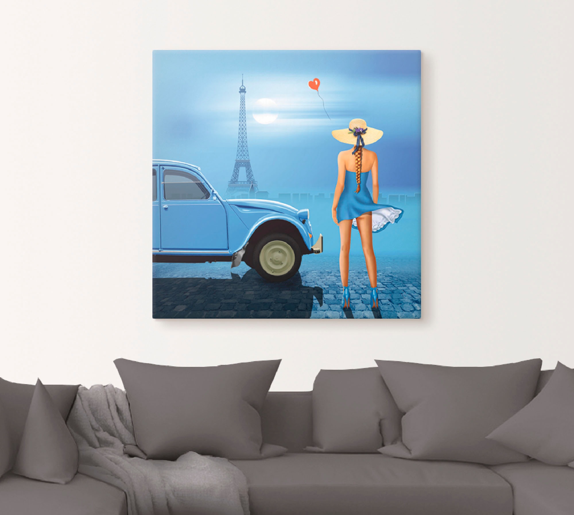 Artland Leinwandbild »Französisch Blau« Frau 1 Stk. tlg. auf Holzrahmen gespannt