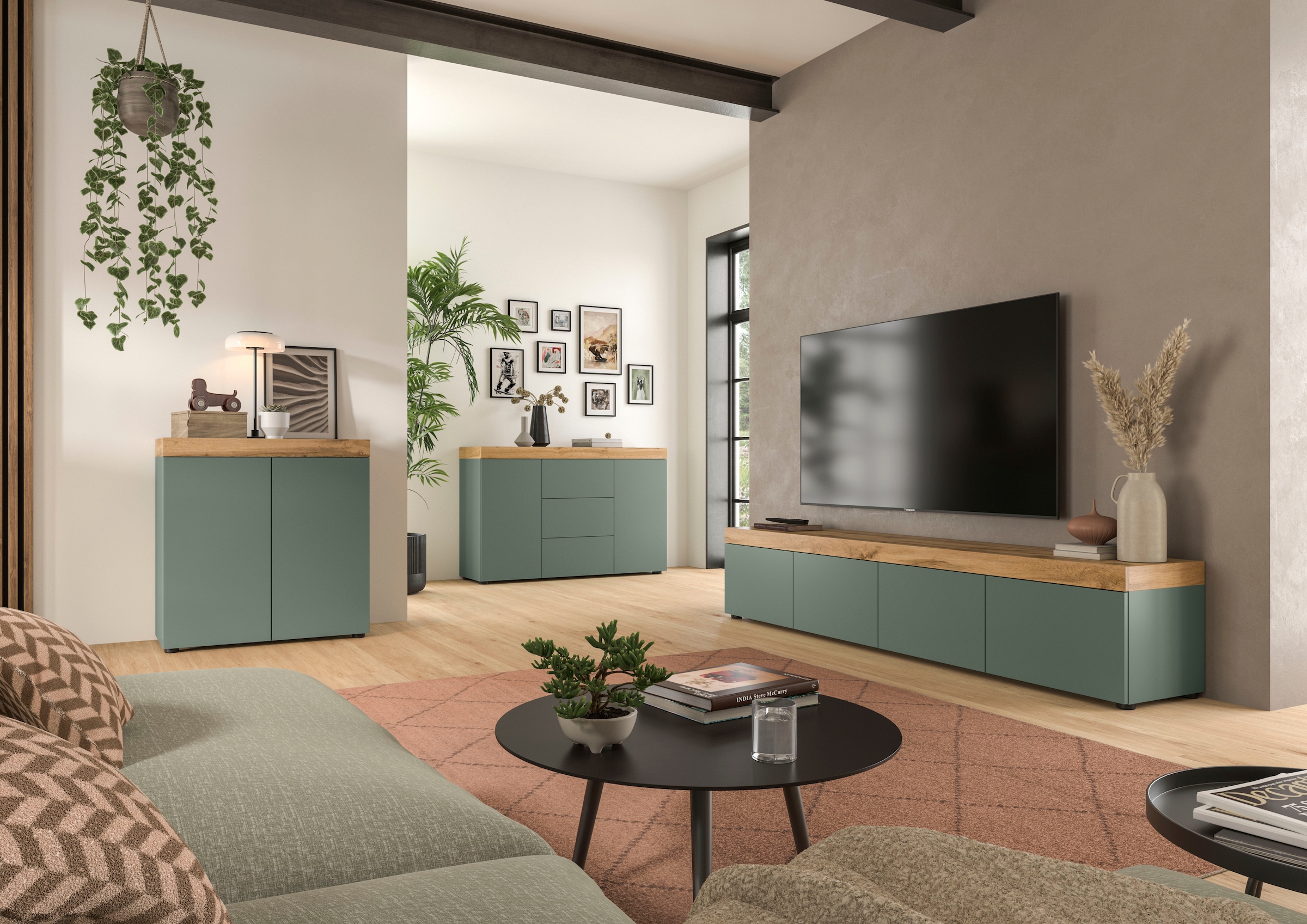 GOODproduct Lowboard »MAMBO, TOPSELLER!, Breite 200cm, 4 Klappen, stehend oder hängend« 2 farbige Ausführung, in verschiedenen Farben erhältlich, 1 Stk. tlg. Lowboard, TV Unterschrank, Tv-Schrank, Wohnzimmer