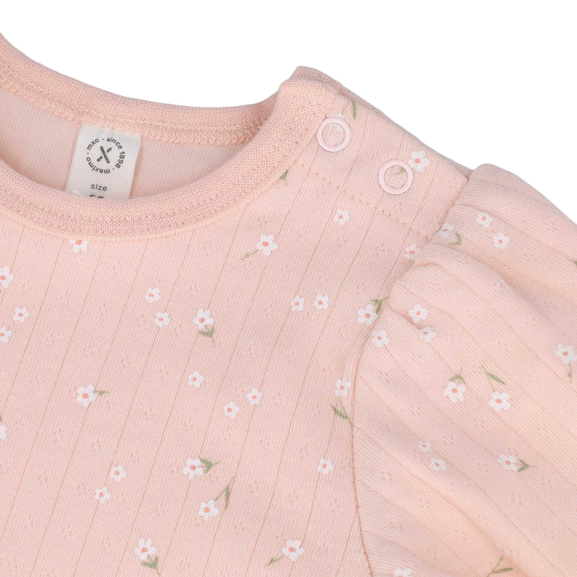 MAXIMO Body à manches courtes 1 rose pâle, imprimé floral intégral, manches courtes, bébé fille