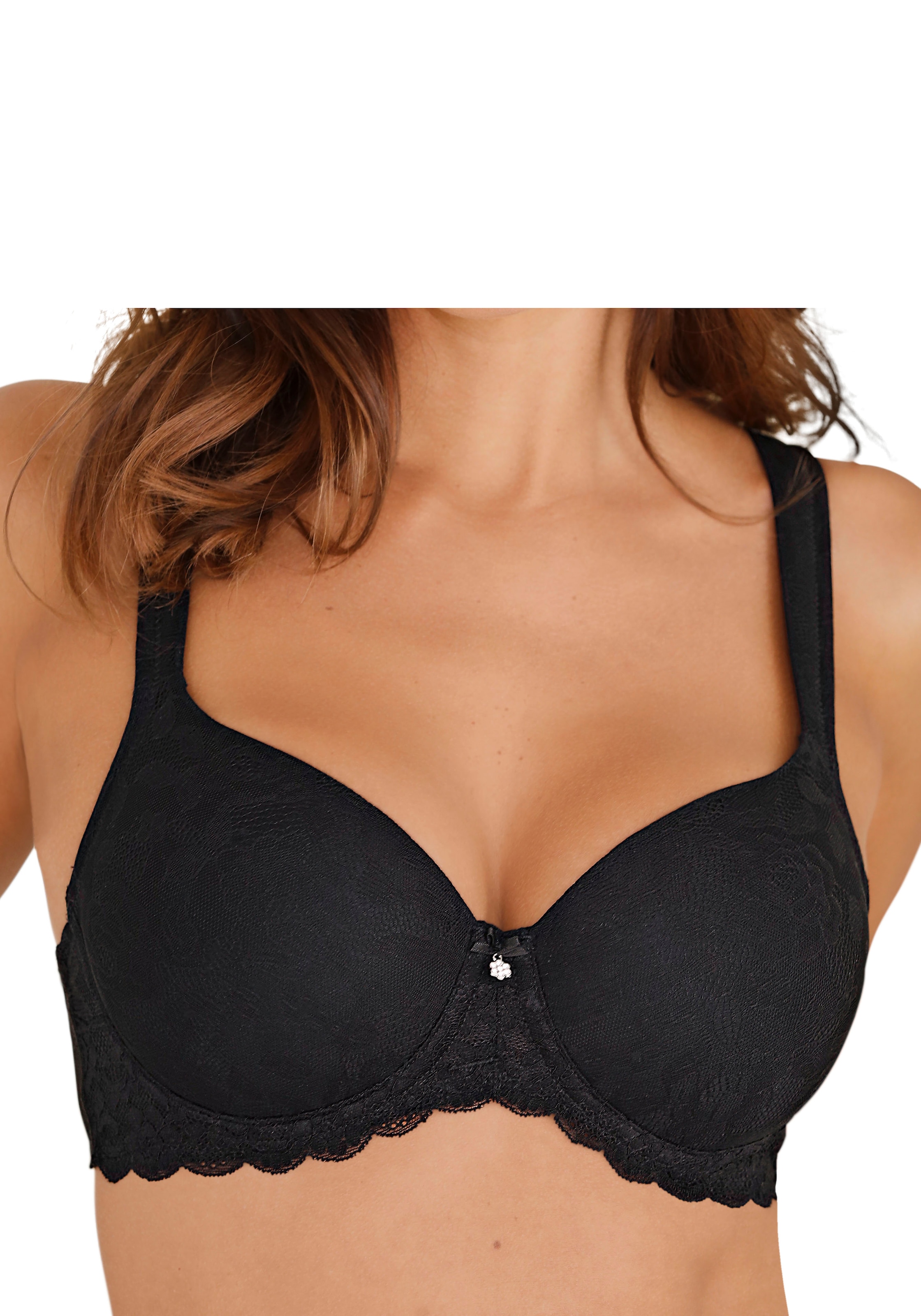 LASCANA Soutiens-gorge moulés », BH mit Bügel, T-Shirt-BH mit Spitze« avec larges bretelles, grandes tailles, lingerie