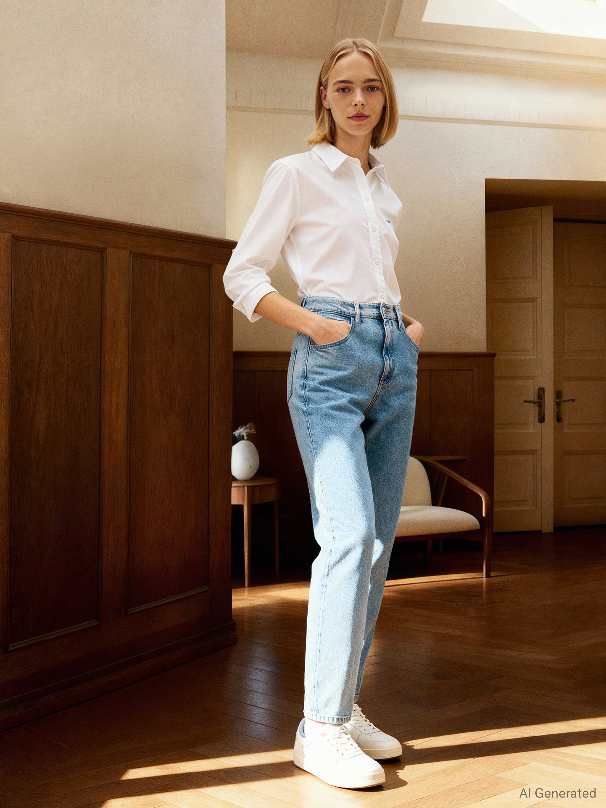 Tommy Jeans Tapered-fit-Jeans »High waist - Mom-Jeans Tapered« Mit Tommy Hilfiger Logo-Flag auf der Gesässtasche