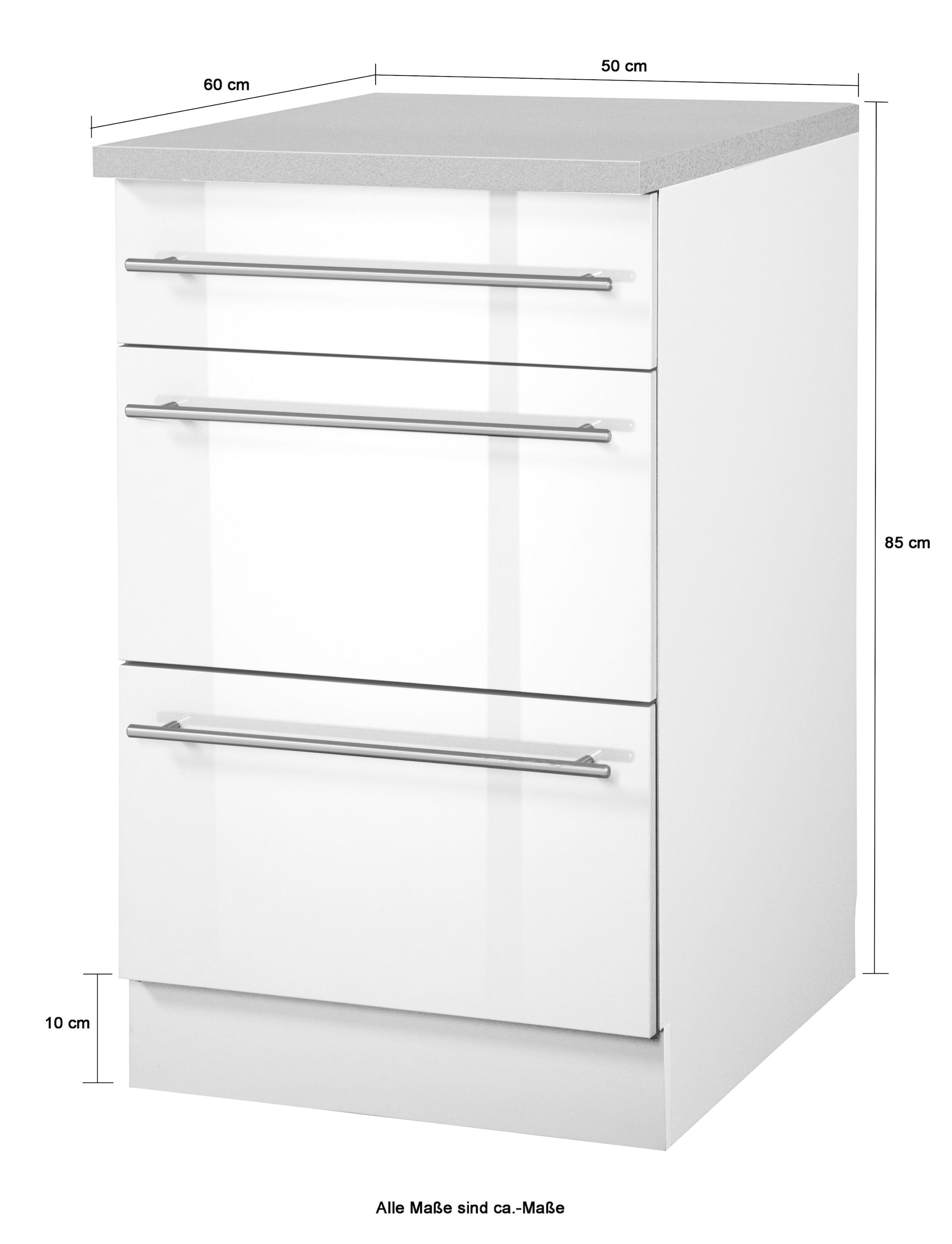 wiho Küchen Armoire basse »Chicago« 50 cm breit mit 2 Auszügen