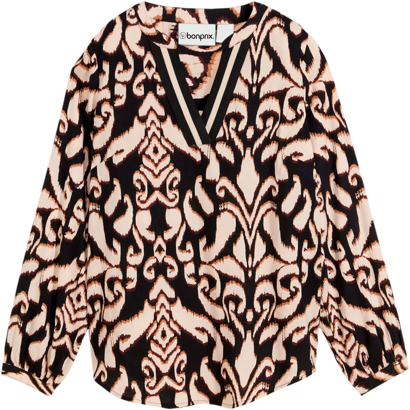 bonprix Tunika »Tunikabluse aus fliessender Viskose« mit V-Ausschnitt, lockere Passform, aus Viskose, eleganter Stil