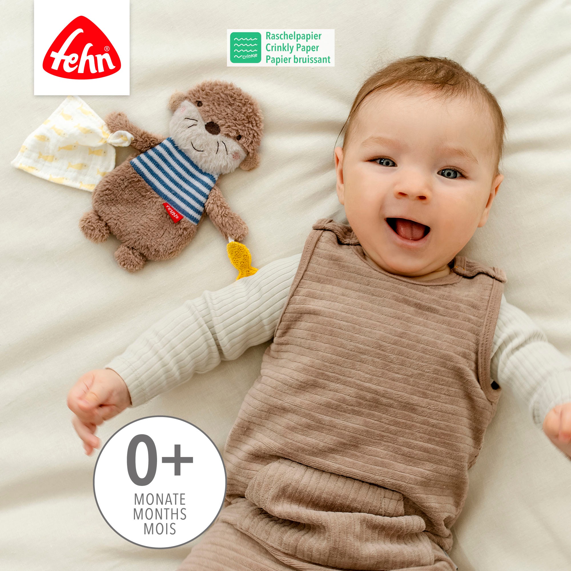 Fehn Schmusetuch »Otter Theo, Geburts-Set mittel« 3 Stk. tlg. mit Musselin-Schmusetuch Otter, Stoffbuch Otter und Knister-Otter