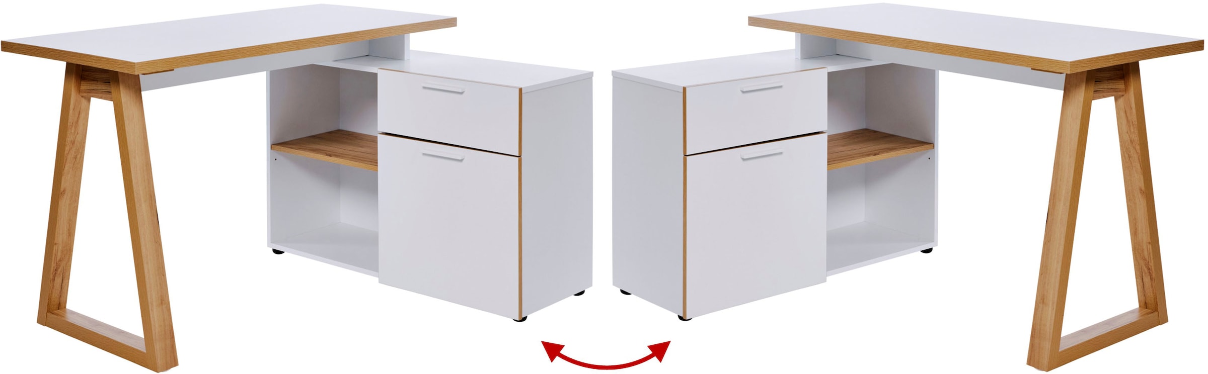 Jahnke Eckschreibtisch »CLUB C 130 E« Eckschreibtisch, wechselseitig montierbar, Breite 130 cm