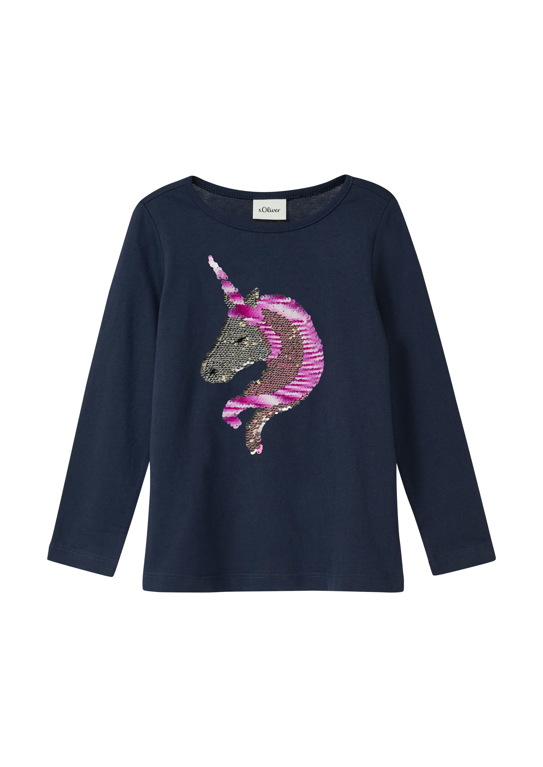 s.Oliver Junior T-shirt à manches longues mit Pailletten-Einhorn
