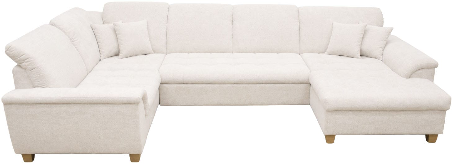 GOODproduct Wohnlandschaft »Egedal 344 x 214 cm, auch mit Schlaffunktion & Bettkasten, Holzfüsse« U-Form, aus pflegeleichtem Lu x us-Microfaser