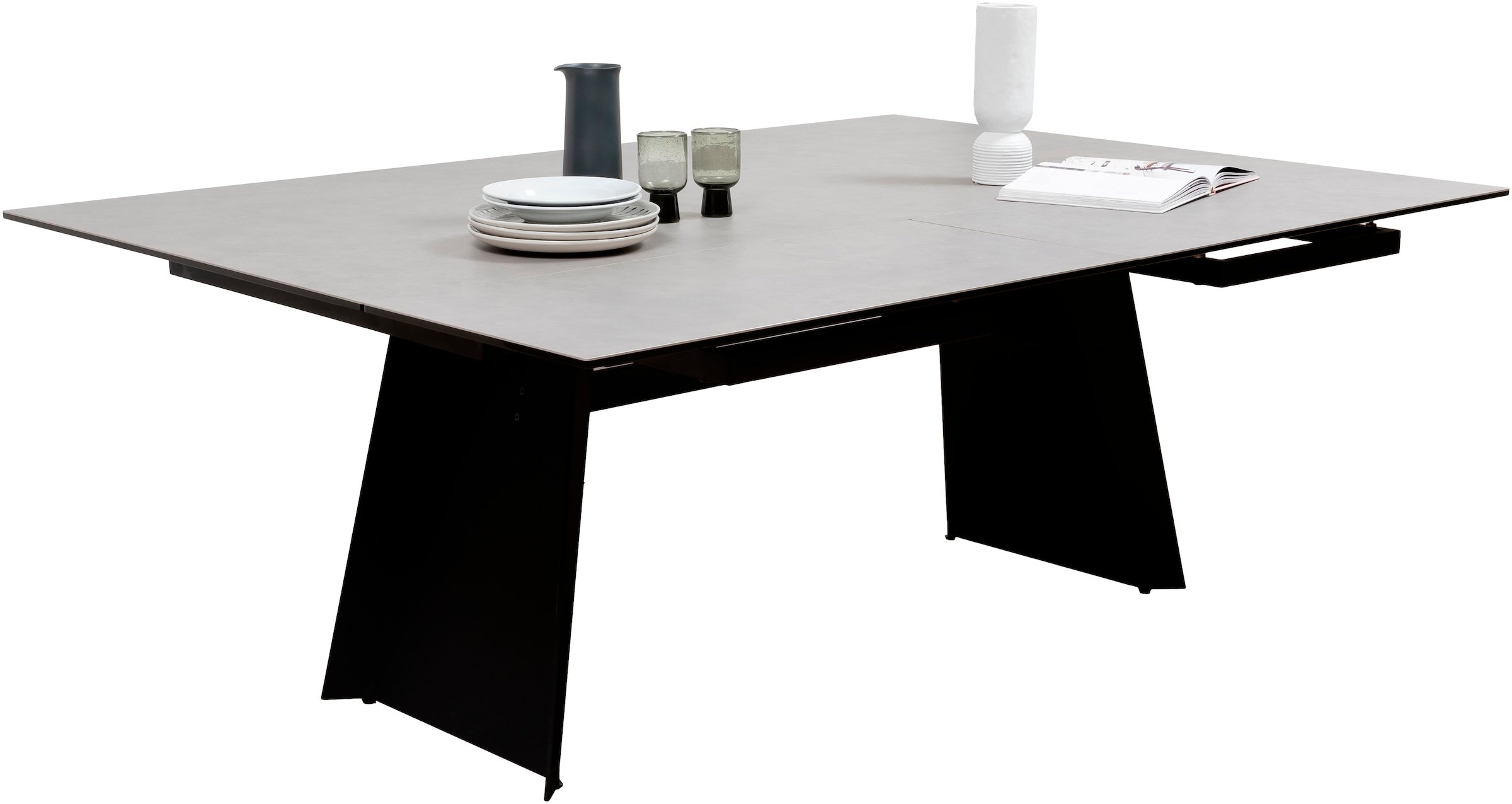 MCA furniture Table de salle à manger »MOLINARA Auzugtisch 200-290cm hellgrau« 1 cuis tlg. Keramik, Metall, Stirnauszug, ausziehbar, 10-12 Personen