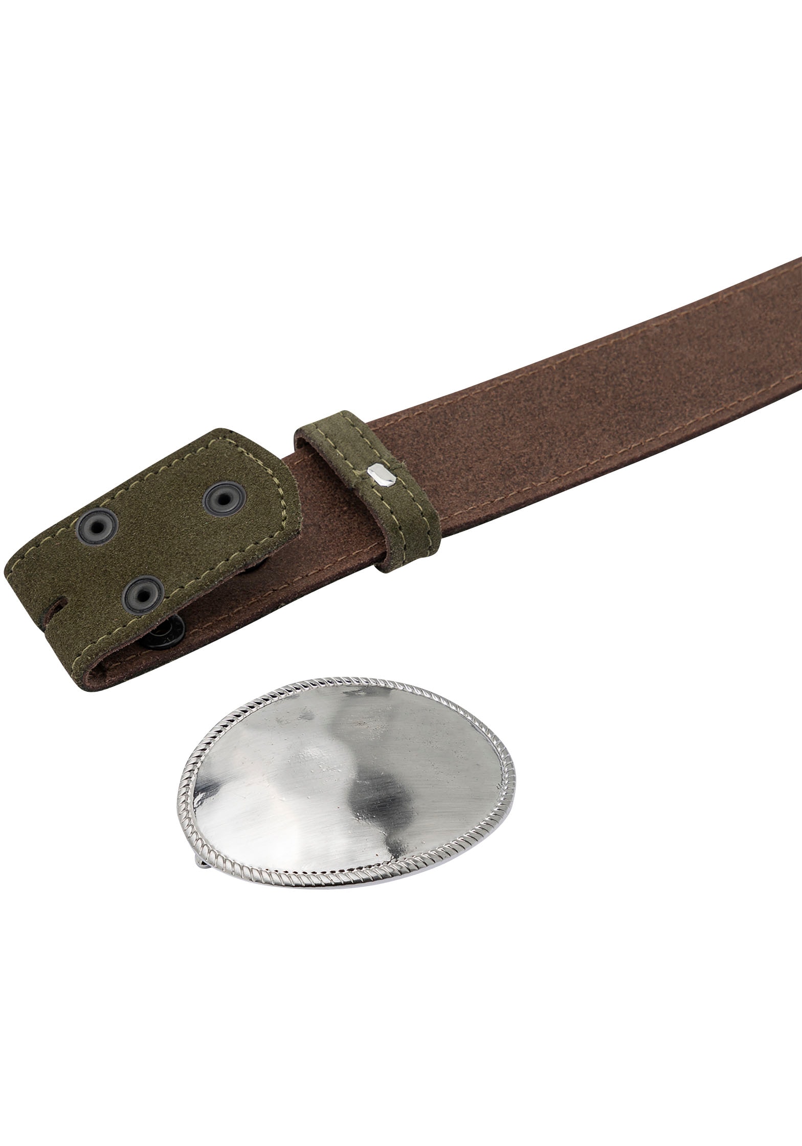 Rettungsring Gürtel Ledergürtel mit austauschbarer Schliesse »Oval Matt Gehämmert Satiniert«