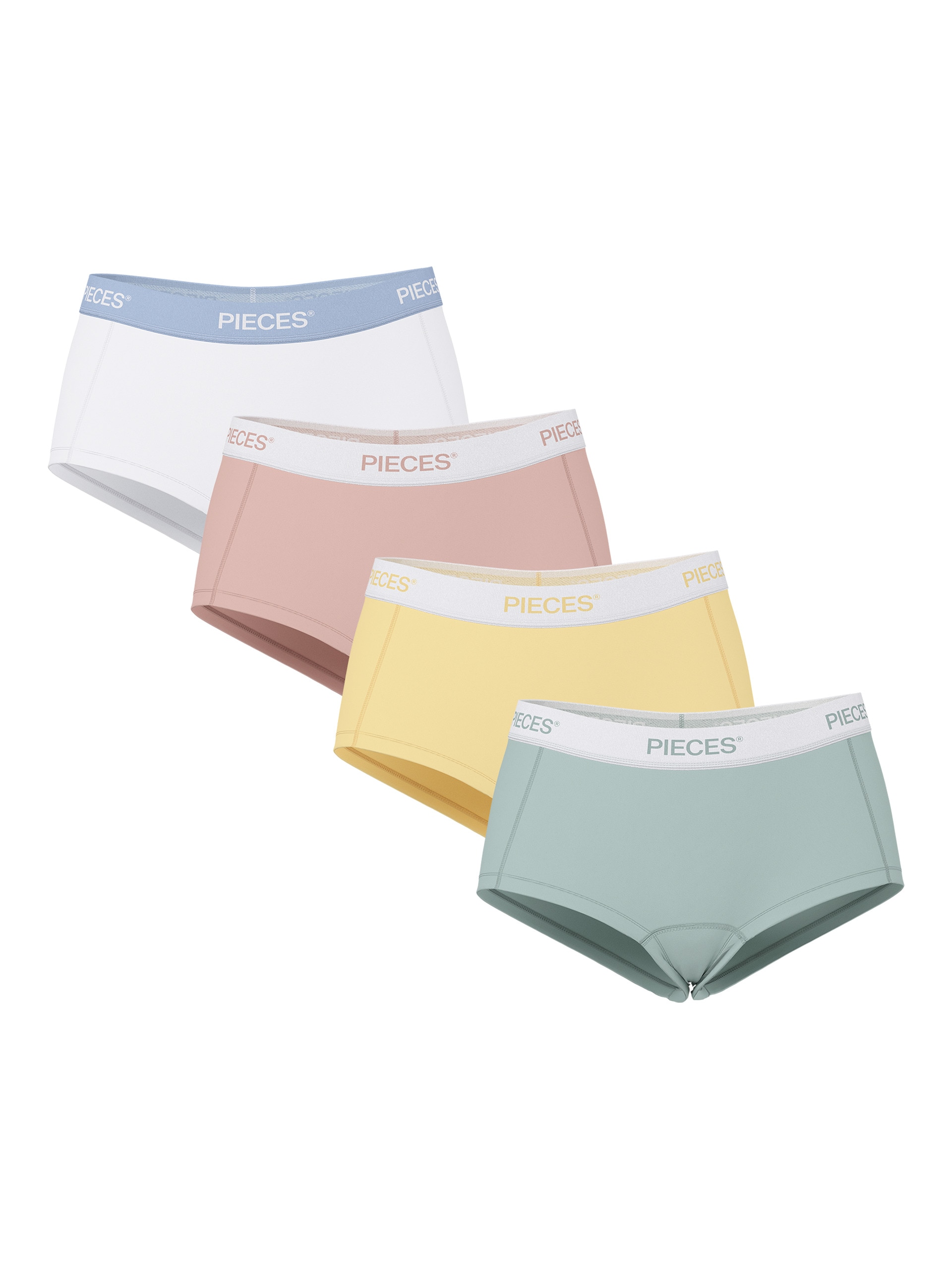 pieces Hipster »PCLOGO LADY 4 PACK SOLID NOOS BC« Paquet, pack de 4, 4 cuis mélange de coton
