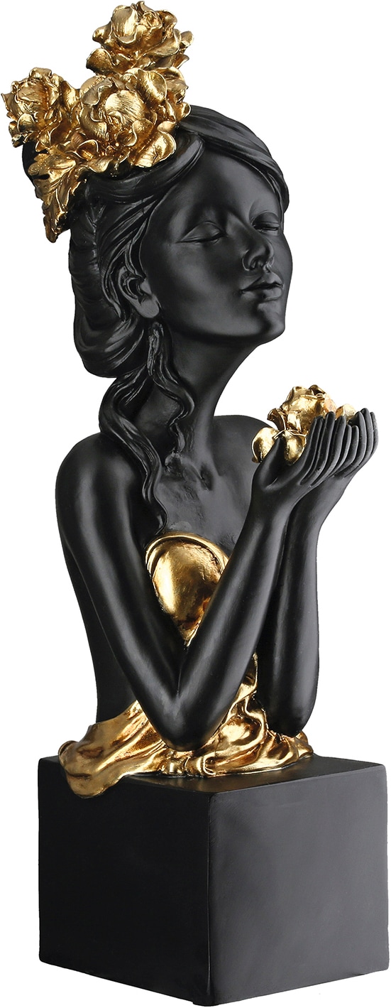 GILDE Skulptur »Skulptur Frau Rosenliebe schwarz« Frauenfigur Rosenmotiv romantische Skulptur edle Dekoration
