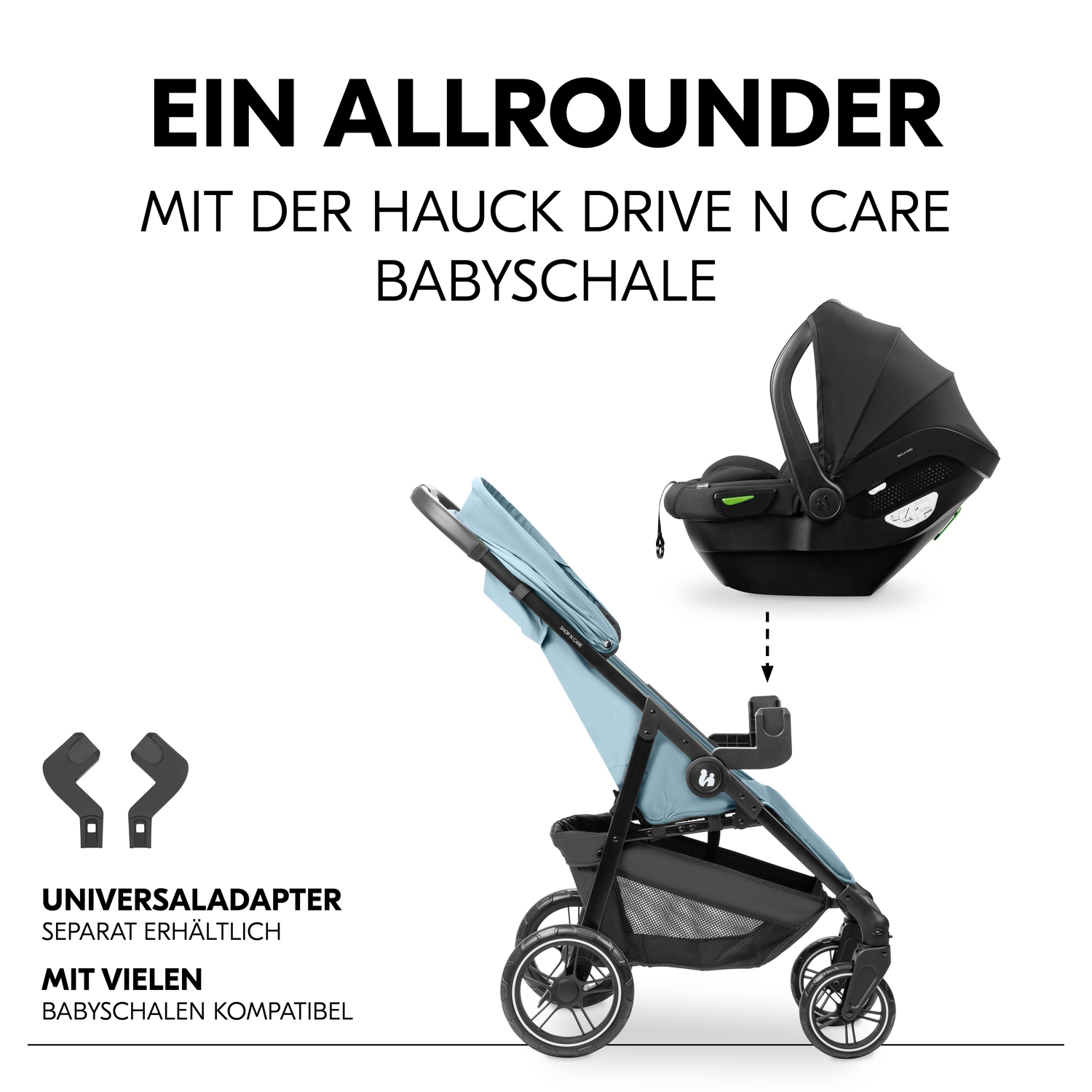 Hauck Poussette pour enfants »Shop N Care, Dusty Blue« 22 kilos bis 22 kg belastbar; kompatibel mit Babyschale