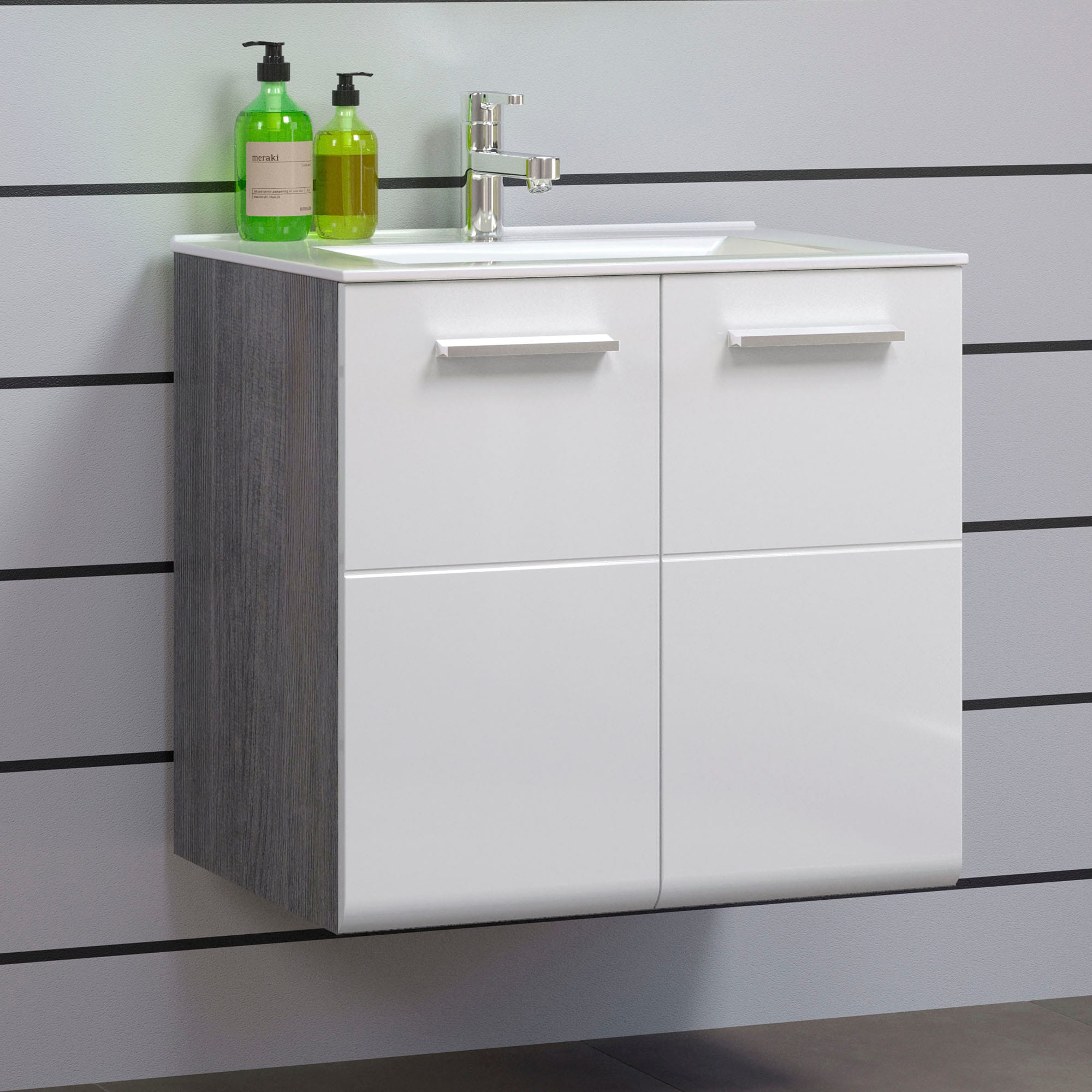 welltime Waschbeckenunterschrank »Ravenna« Hänge-Waschbeckenunterschrank mit Einsatzwaschbecken