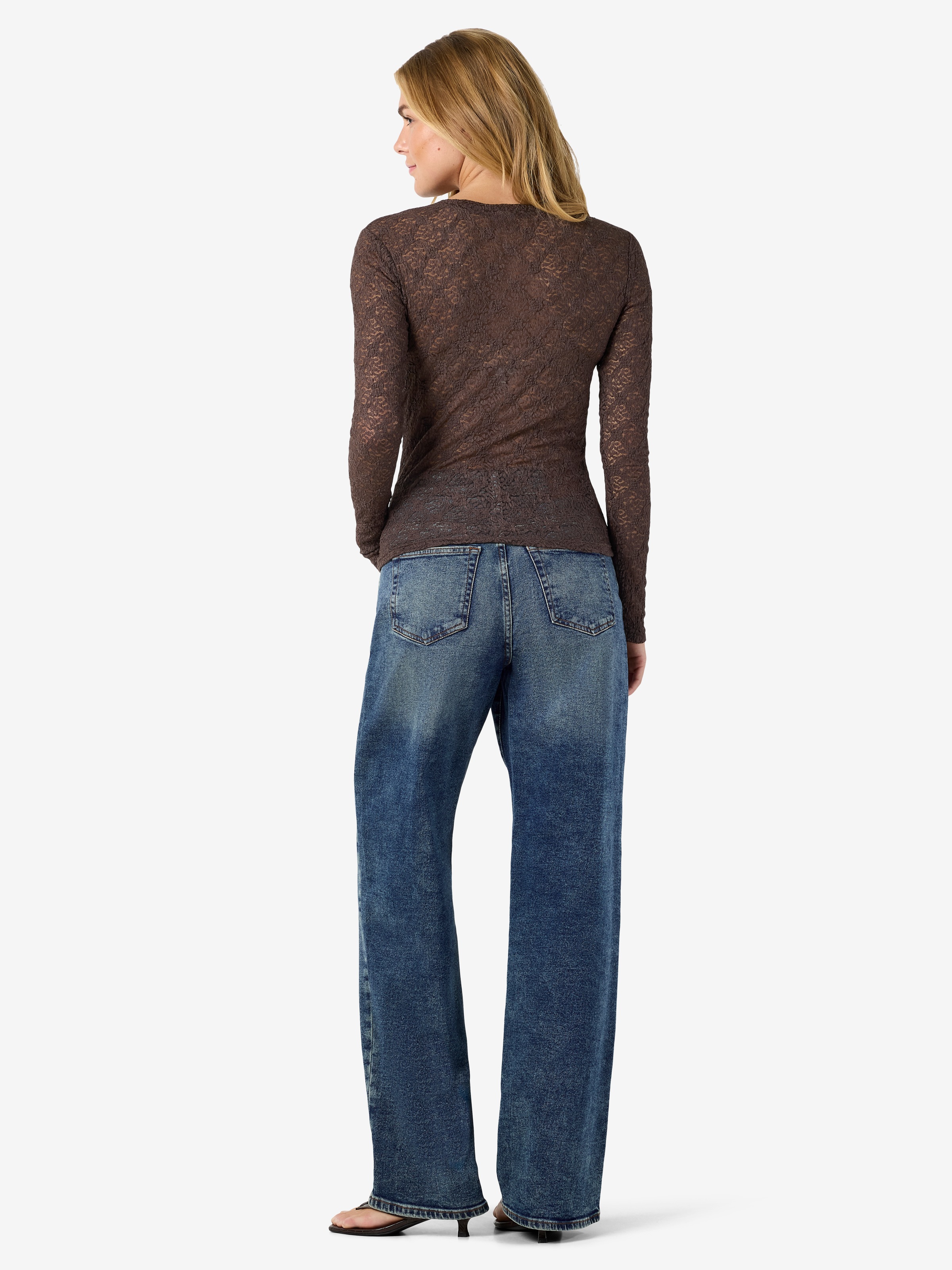 Noisy may Spitzenshirt »NMJUDITH L/S LACE TOP NOOS« Kunstfaser, regular fit