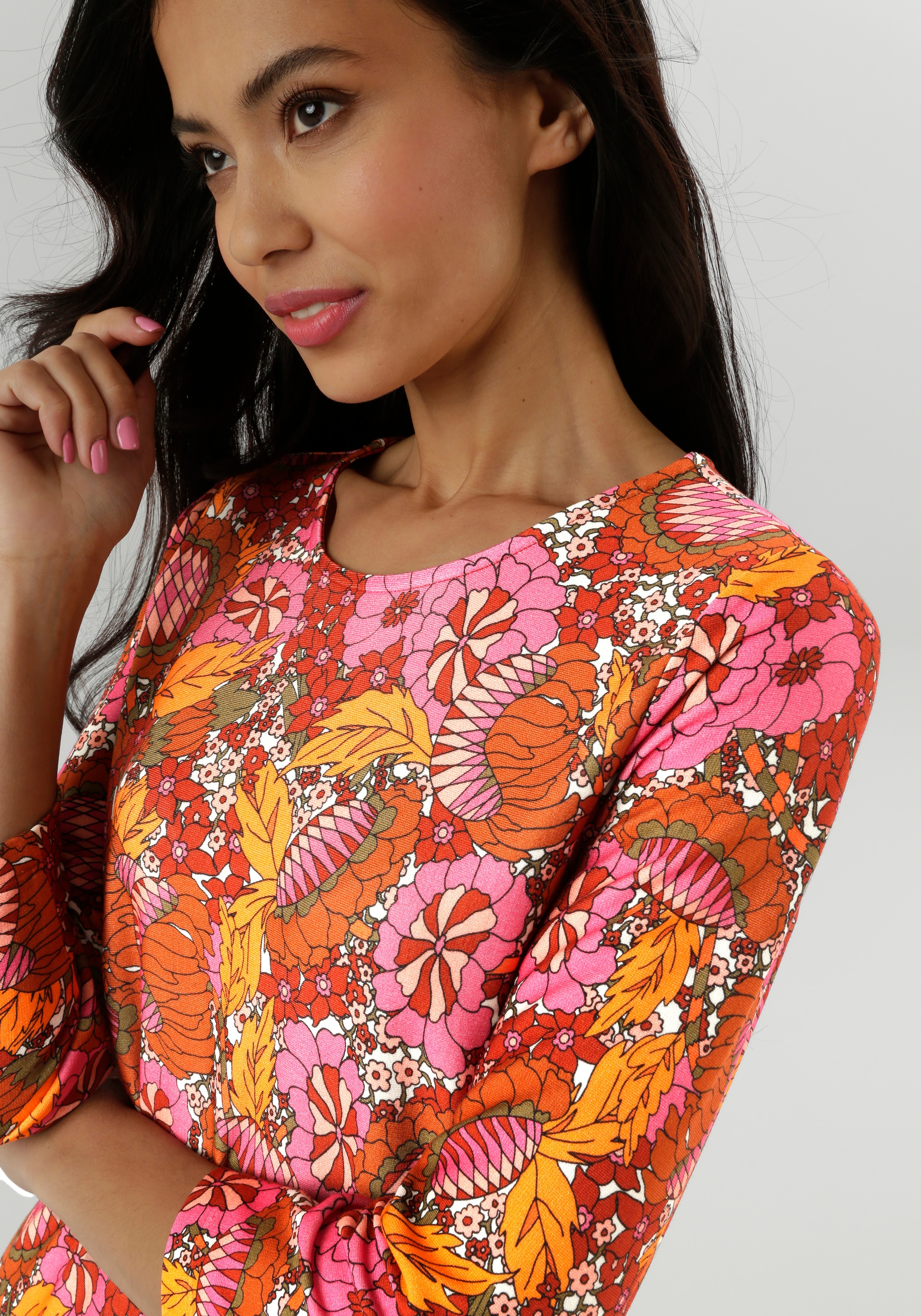 Aniston SELECTED Robe en jersey mit fantasiereichem Blumen- und Blütendruck - NEUE KOLLEKTION