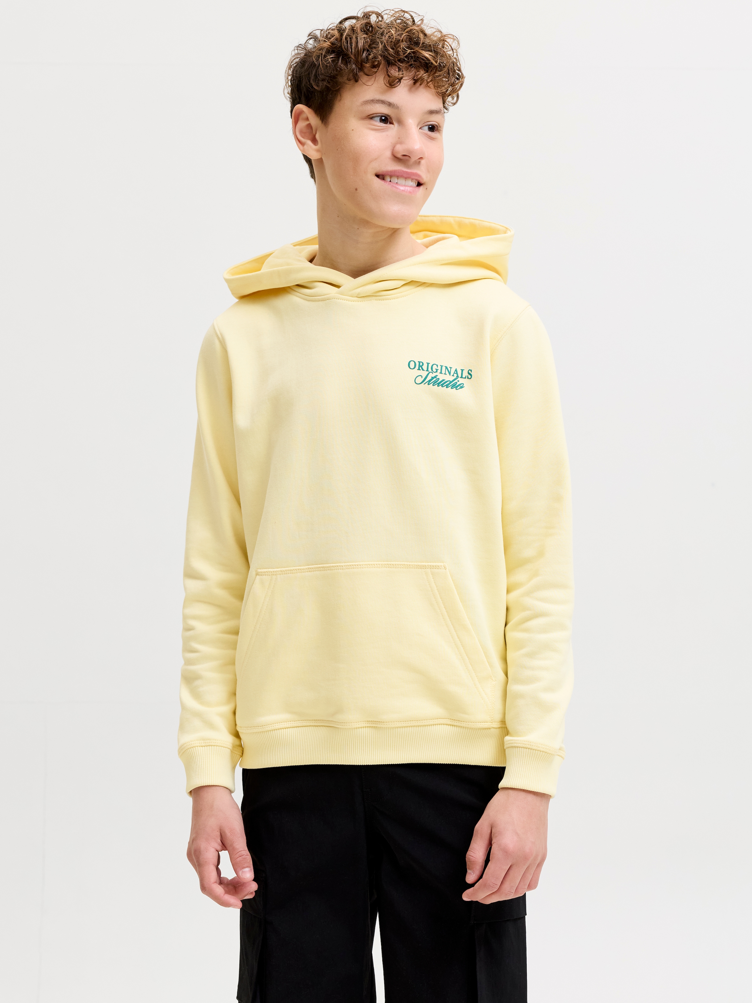 Jack & Jones Junior Kapuzensweatshirt »JORNORREBRO TYPO BACK SWEAT HOOD SN JNR«, Baumwollmischung, relaxed fit, Langarm
