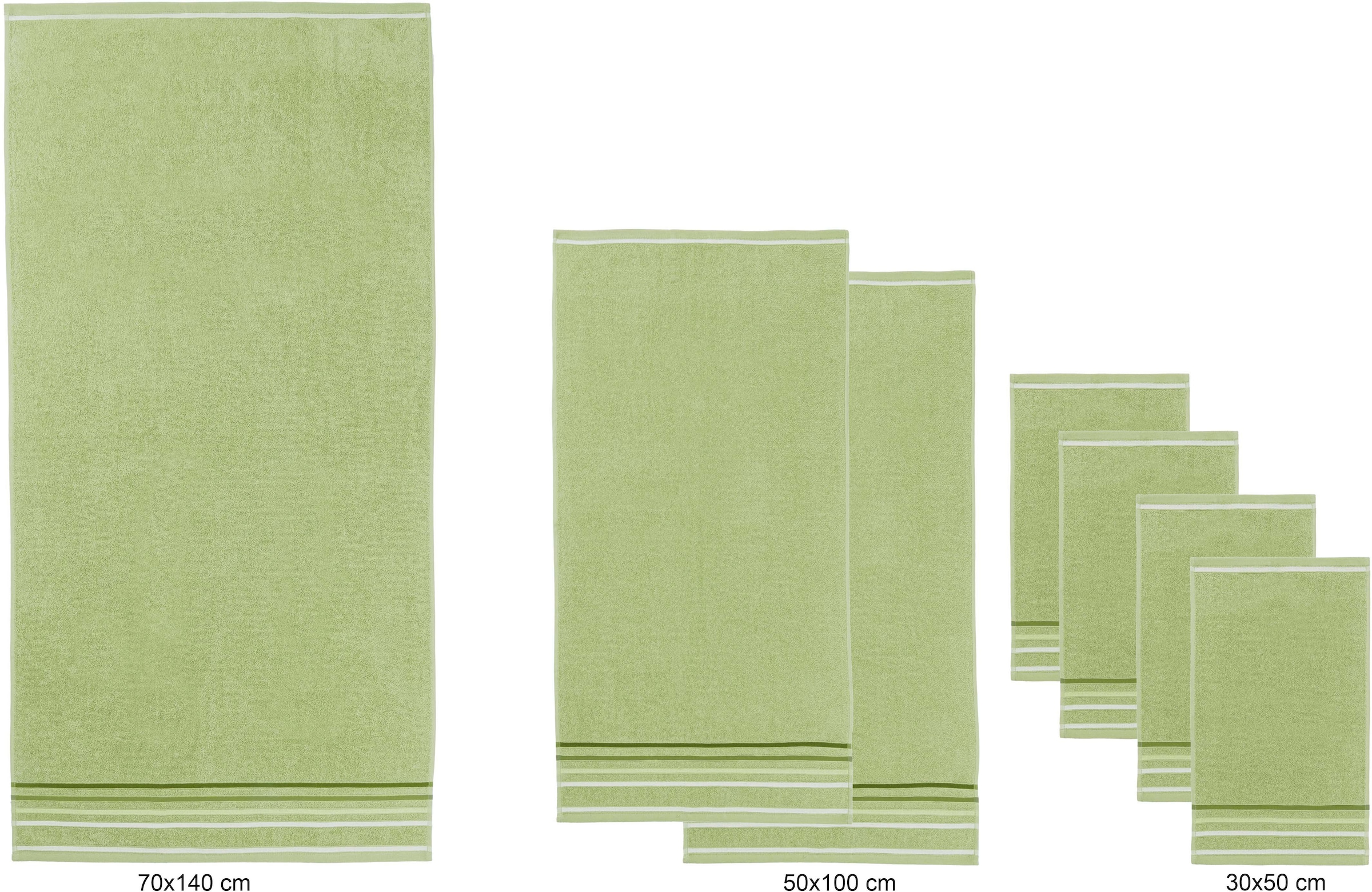 my home Set de serviettes »Niki, Duschtuch, Handtücher und Gästetücher« Set Frottee en feutre Handtücher mit mehrfarbiger Streifenbordüre, aus 100% Baumwolle, weich