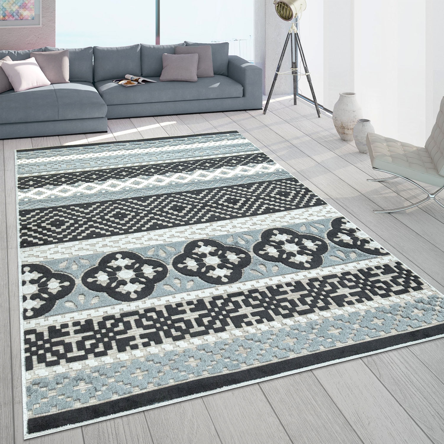 Paco Home Tapis »Charleroi 491« Rectangulaire 3 mm Höhe 3D-Design, In- und Outdoor geeignet, Wohnzimmer