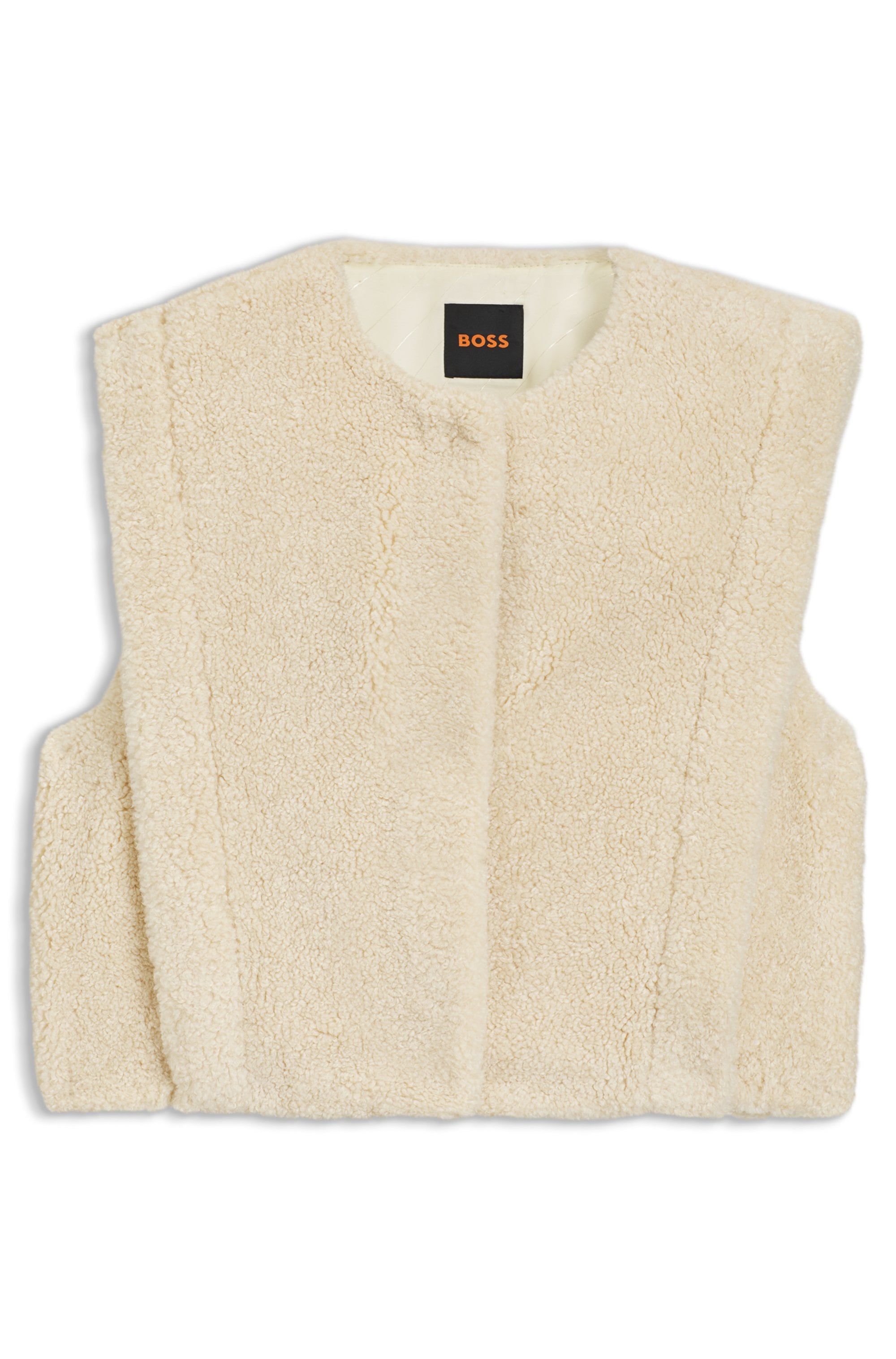 BOSS ORANGE Gilet en imitation fourrure »Cosila Premium Damenmode« im Teddy-Look, verdeckter Verschluss
