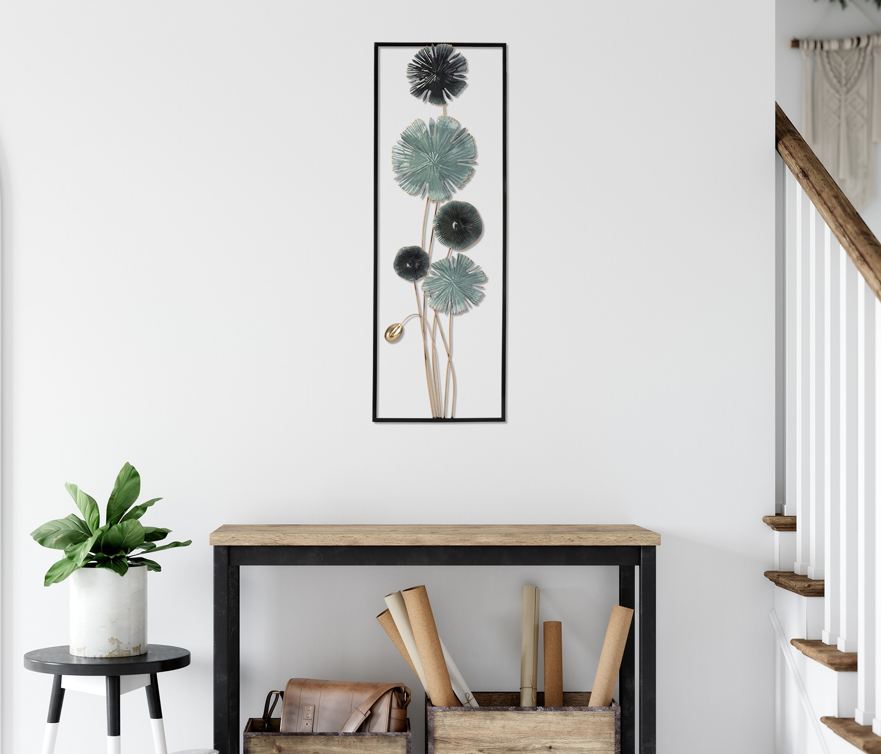 Bönninghoff Tableau métallique »BLUMEN 31x90 cm – Deko modern« Feuilles | Images de feuilles | Plantes Décoration murale