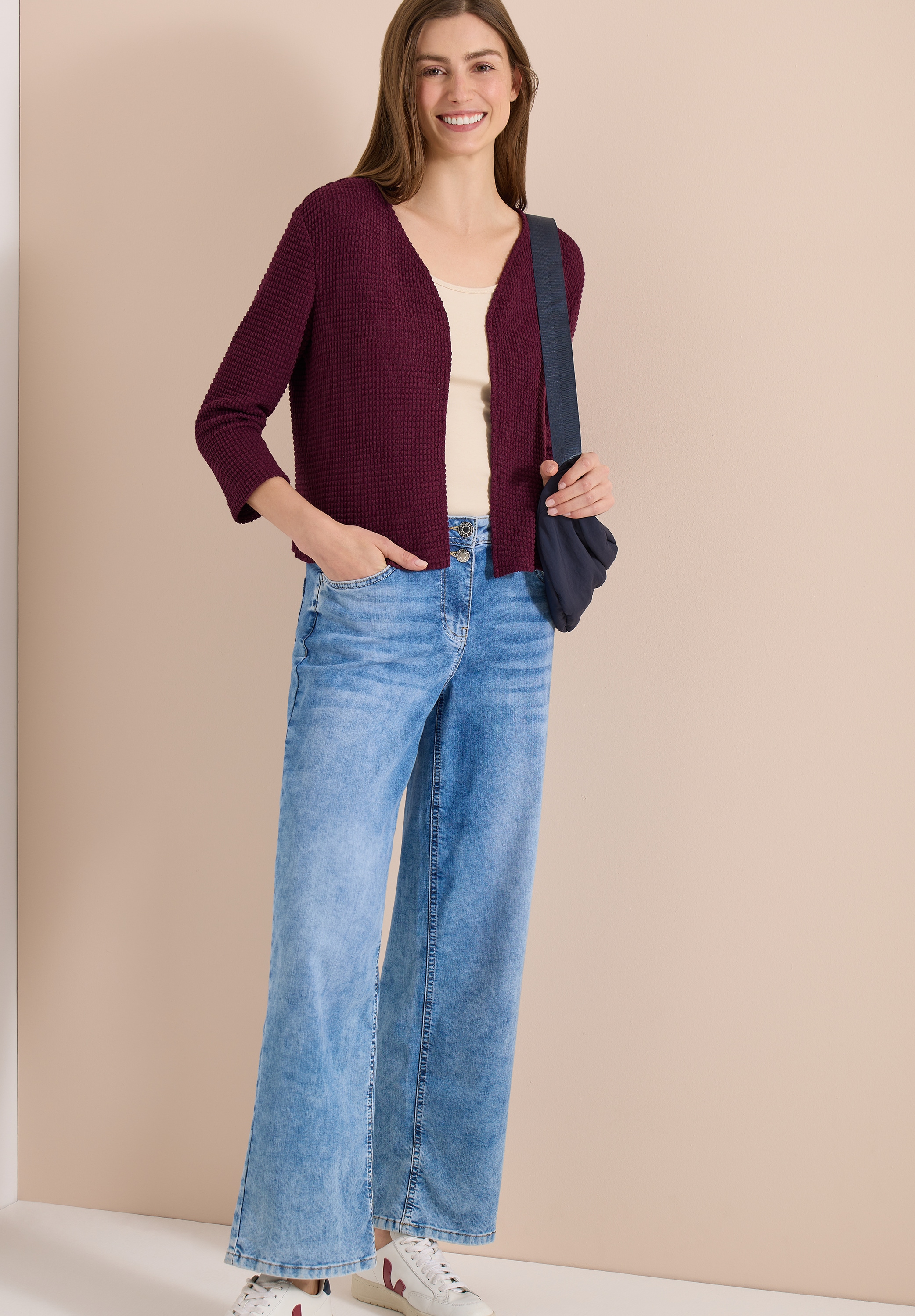 Cecil Veste chemise veste ouverte 3/4 manches en ajouré
