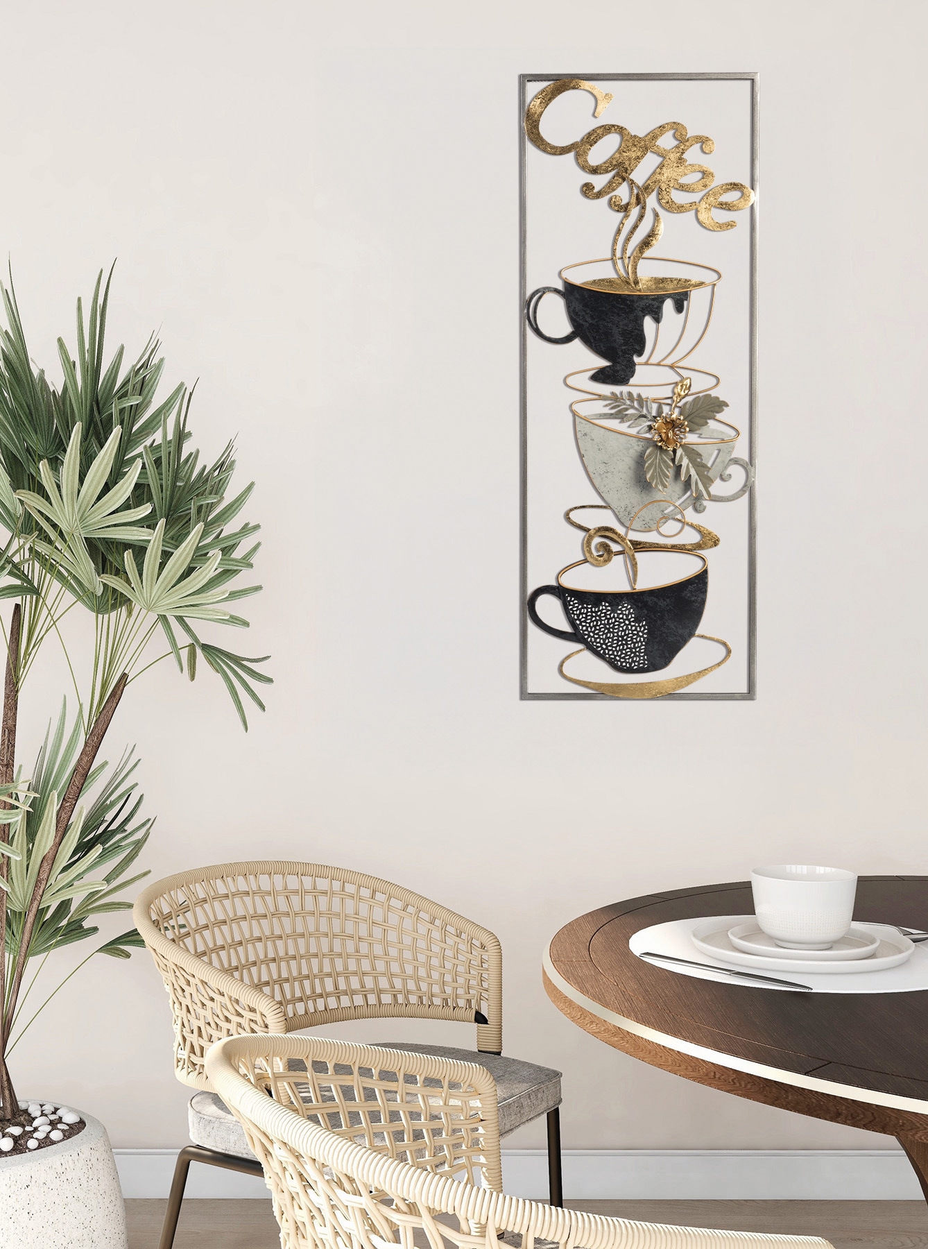 Bönninghoff Tableau métallique »KAFFEE 29x74 cm – Deko modern« Boissons | Café | Images de café Décoration murale