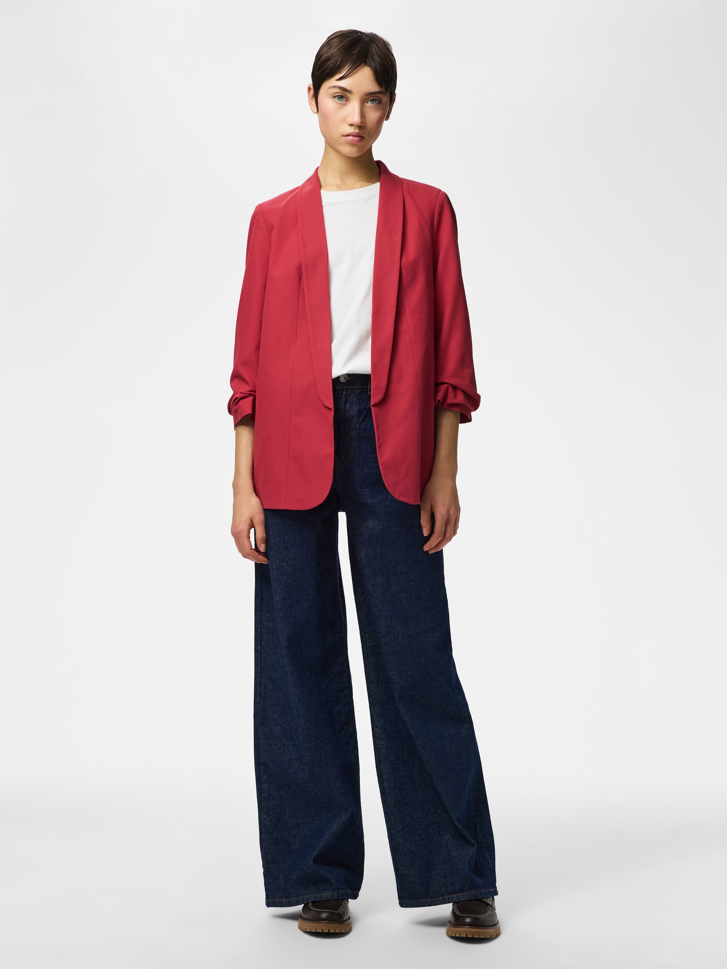 pieces Blazer chemisier »PCBOSELLA 3/4 BLAZER NOOS« mélange de matériaux, coupe régulière