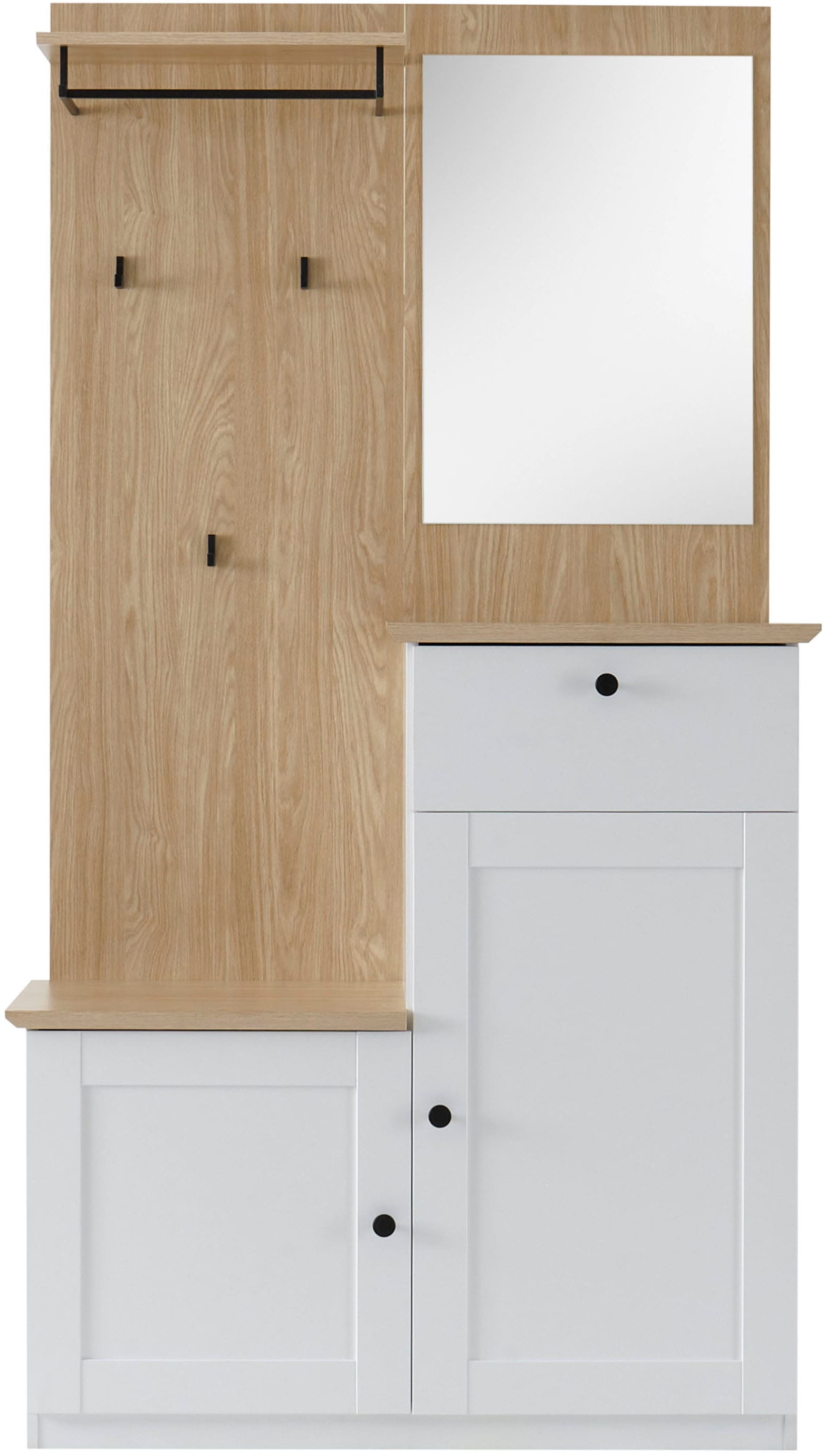 GOODproduct Vestiaire compact »Brest, Garderobe im Landhausstil, Flurgarderobe, Dielenschrank« Poignées en métal noir, beaucoup d'espace de rangement, adapté aux petits espaces