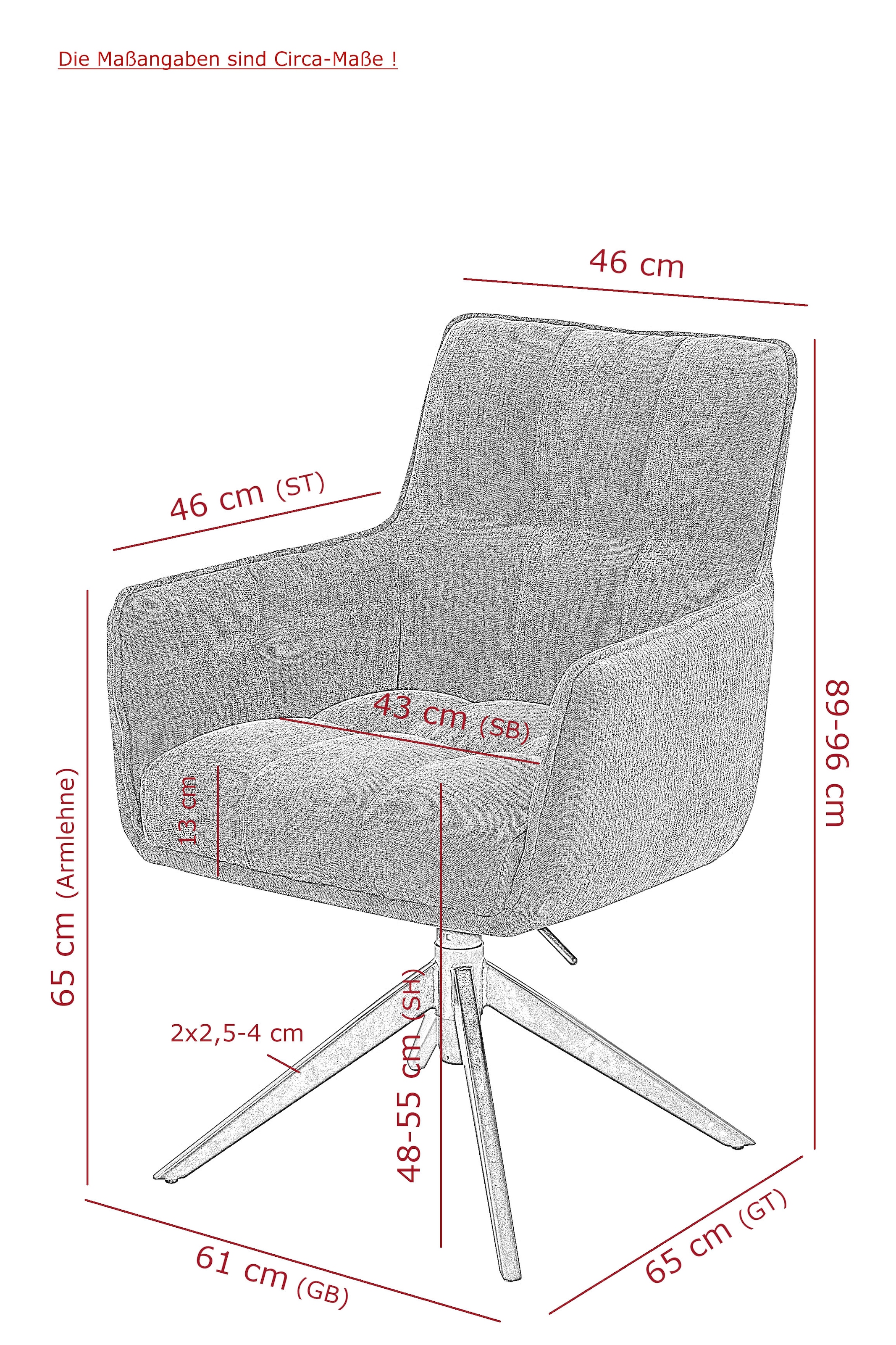 HELA Chaise pivotante »POMBA« () 1 cuispivotant à 360°, réglable en hauteur, suspension à ressort, accoudoirs, supporte 140kg